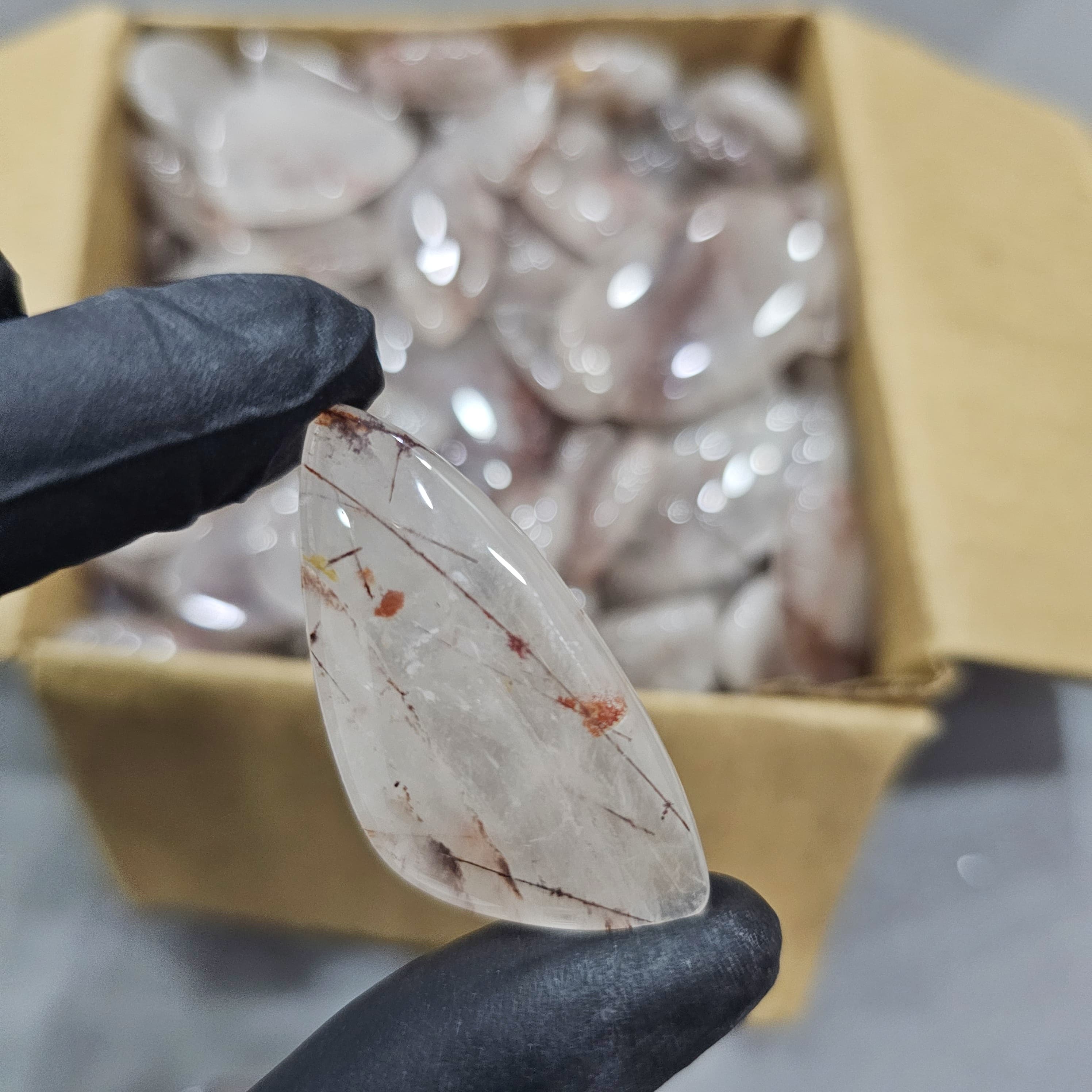 250 Gram/500 Gram of Sagenitic Red Rutile Quartz Cabochon | 1" to 2" Inches | 40-60Pcs - The LabradoriteKing