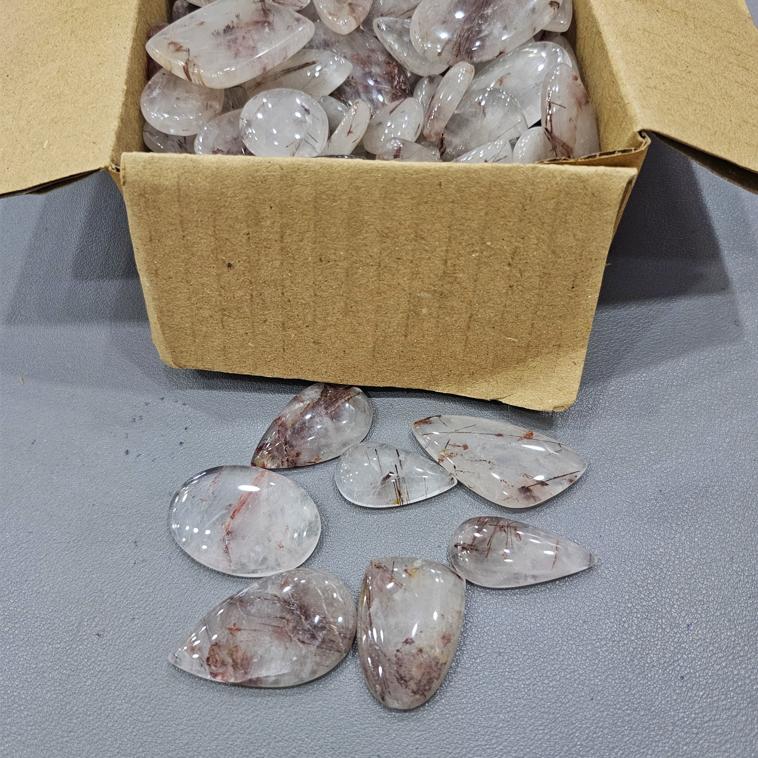250 Gram/500 Gram of Sagenitic Red Rutile Quartz Cabochon | 1" to 2" Inches | 40-60Pcs - The LabradoriteKing