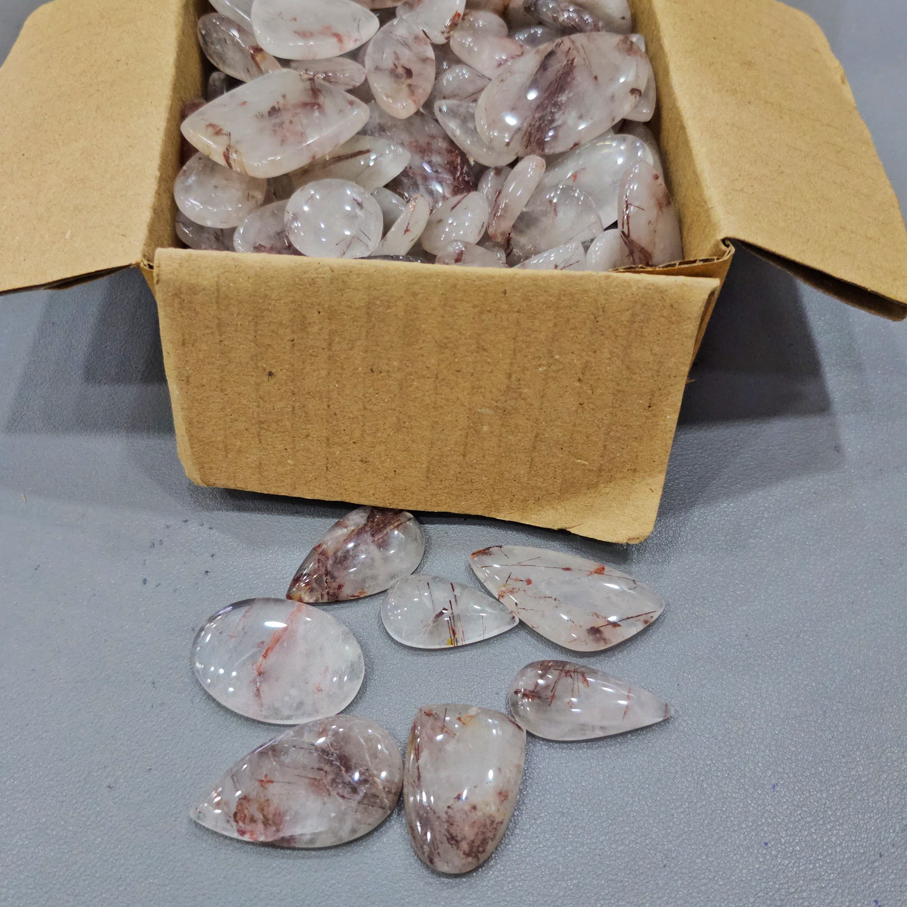 250 Gram/500 Gram of Sagenitic Red Rutile Quartz Cabochon | 1" to 2" Inches | 40-60Pcs - The LabradoriteKing