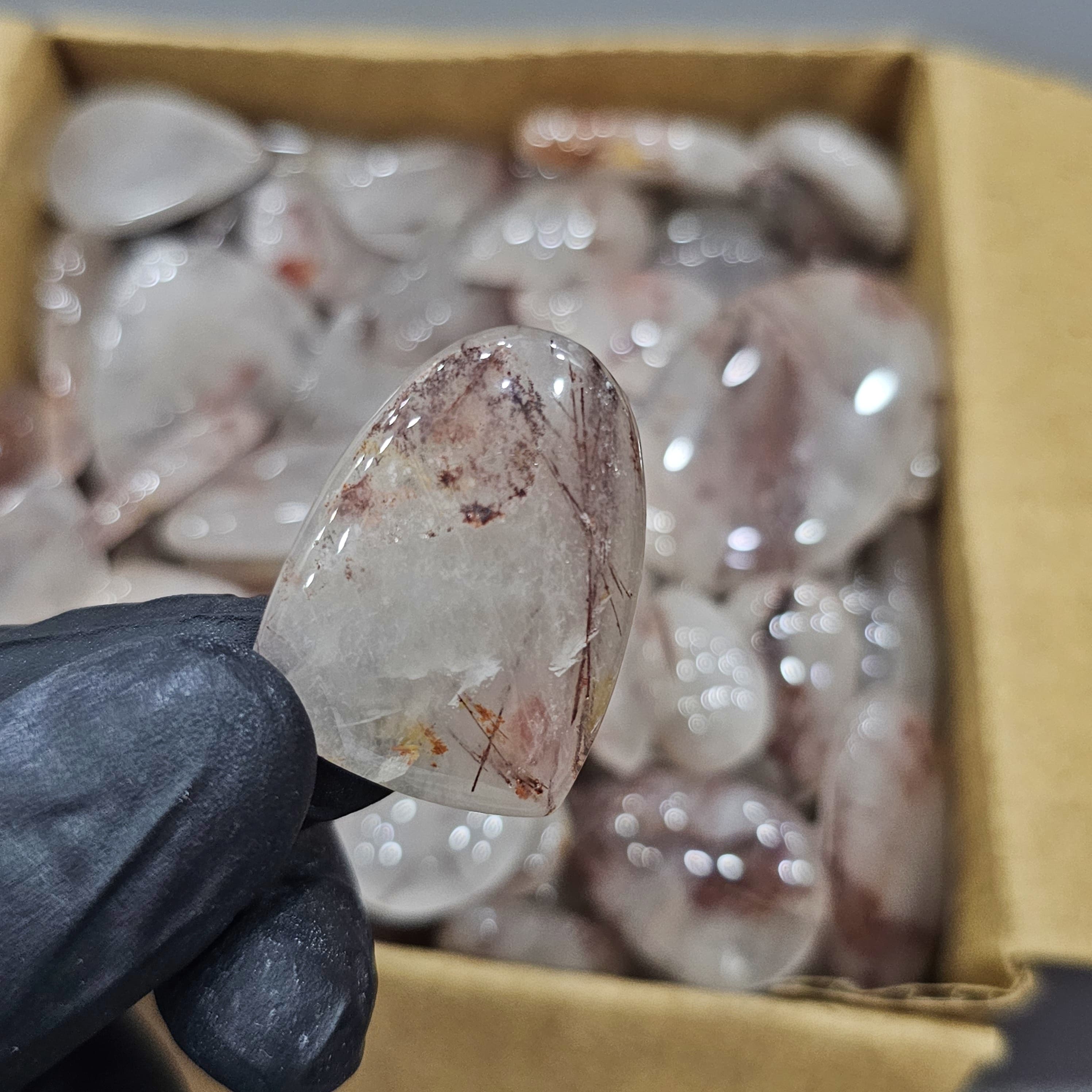 250 Gram/500 Gram of Sagenitic Red Rutile Quartz Cabochon | 1" to 2" Inches | 40-60Pcs - The LabradoriteKing