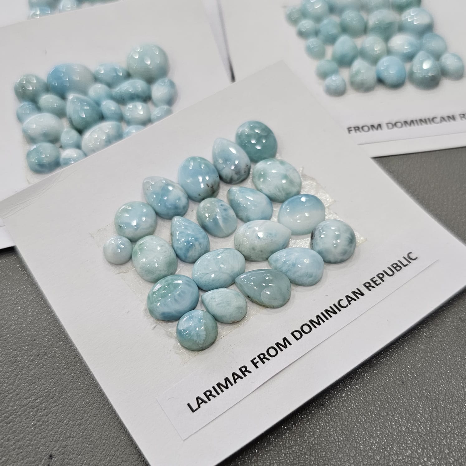 1 Card of Natural Larimar From Dominican Republic Cabochon | Mix Shape | Size: 6-13mm - The LabradoriteKing