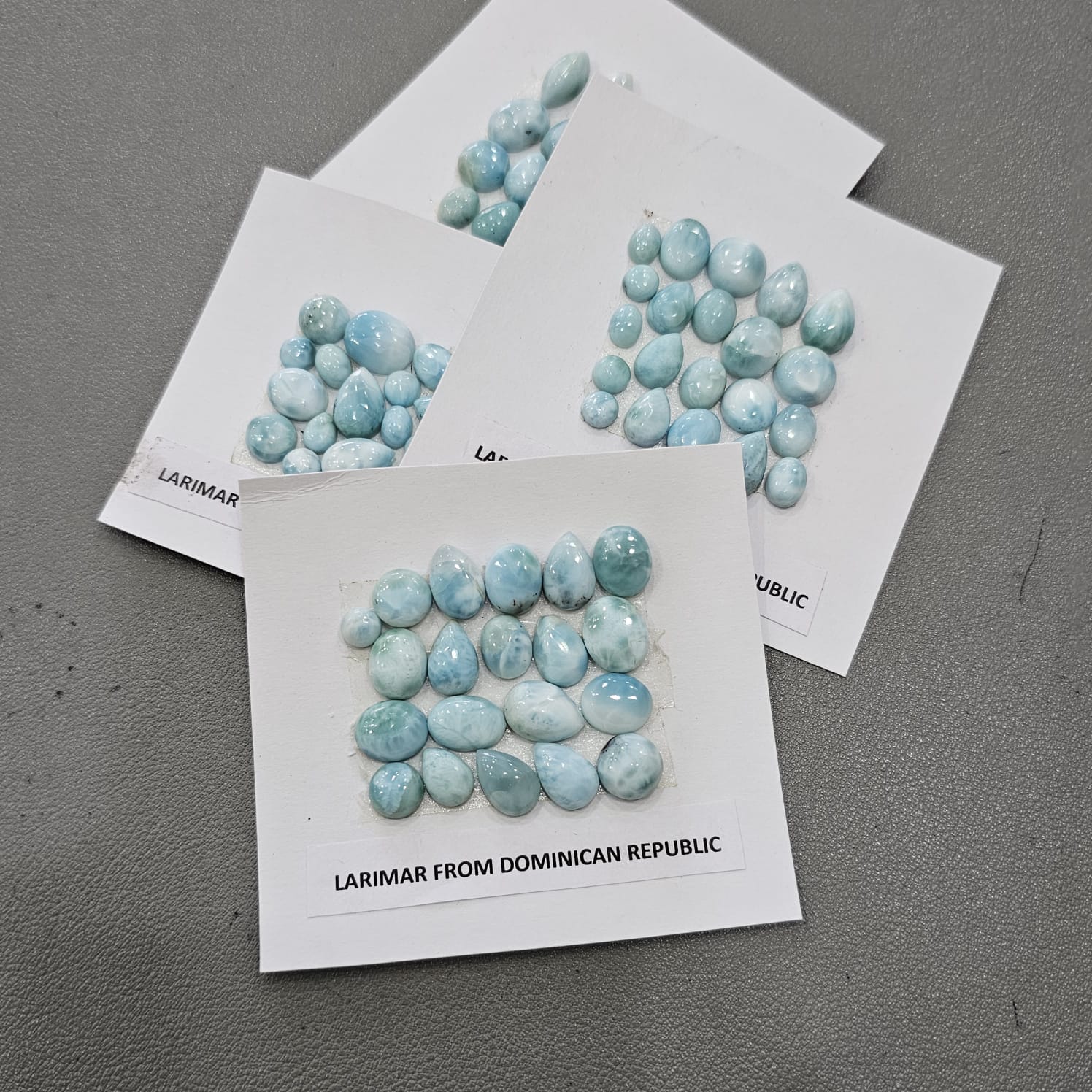 1 Card of Natural Larimar From Dominican Republic Cabochon | Mix Shape | Size: 6-13mm - The LabradoriteKing