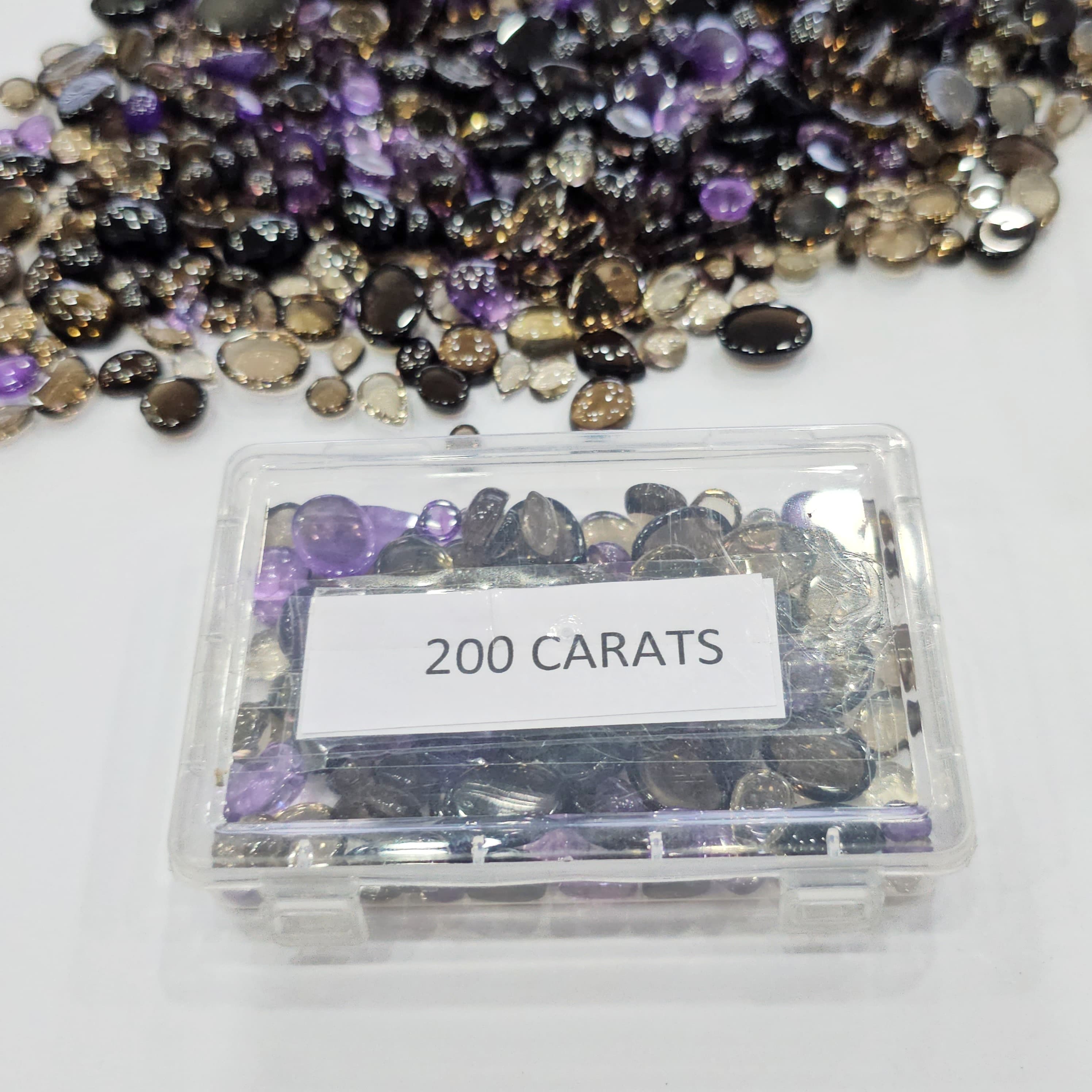 200 Carats Smoky Quartz & Amethyst Cabochons | 6-18mm | 50-60Pcs - The LabradoriteKing