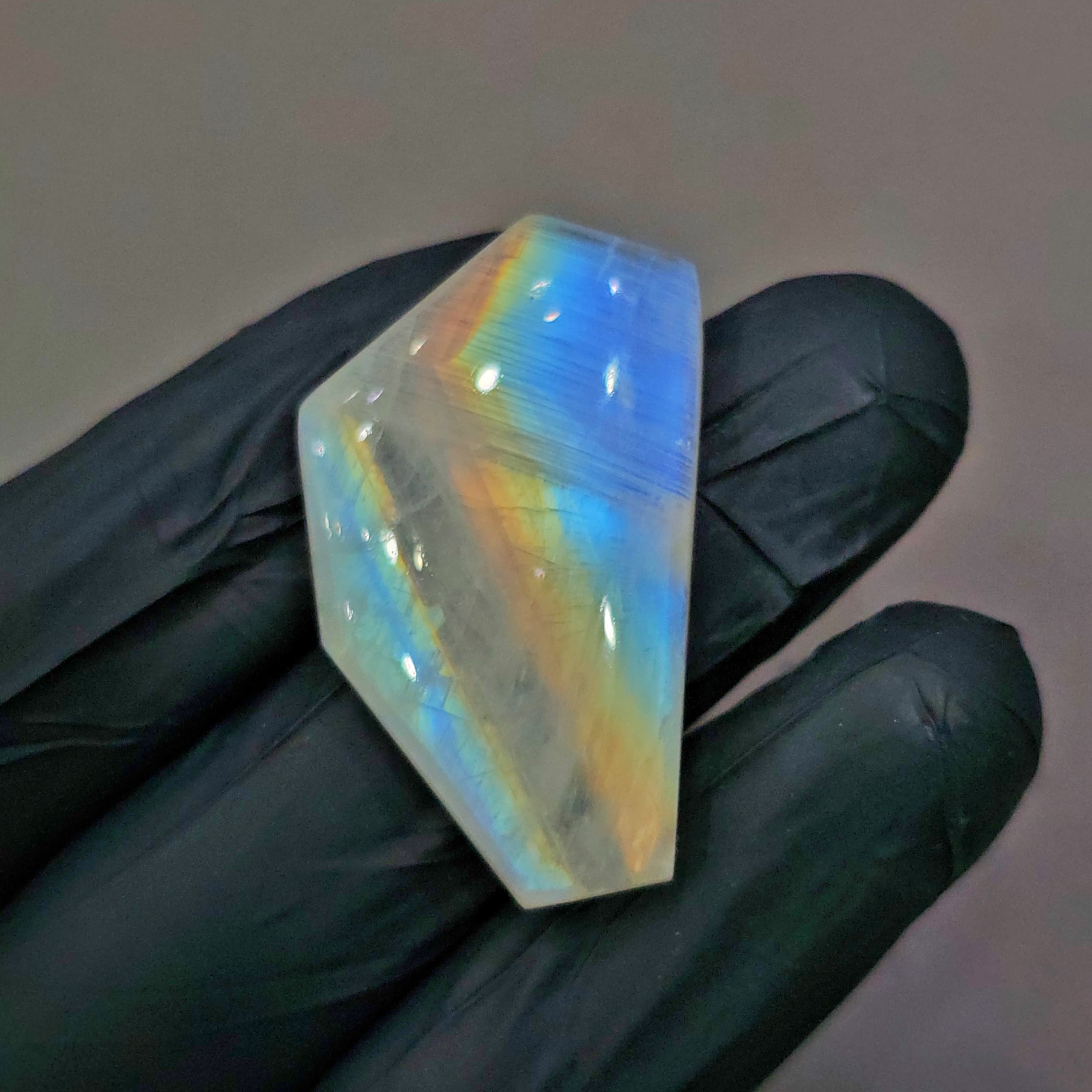 Natural Rainbow Moonstone from India Cabochon | Fancy | 37x22mm - The LabradoriteKing