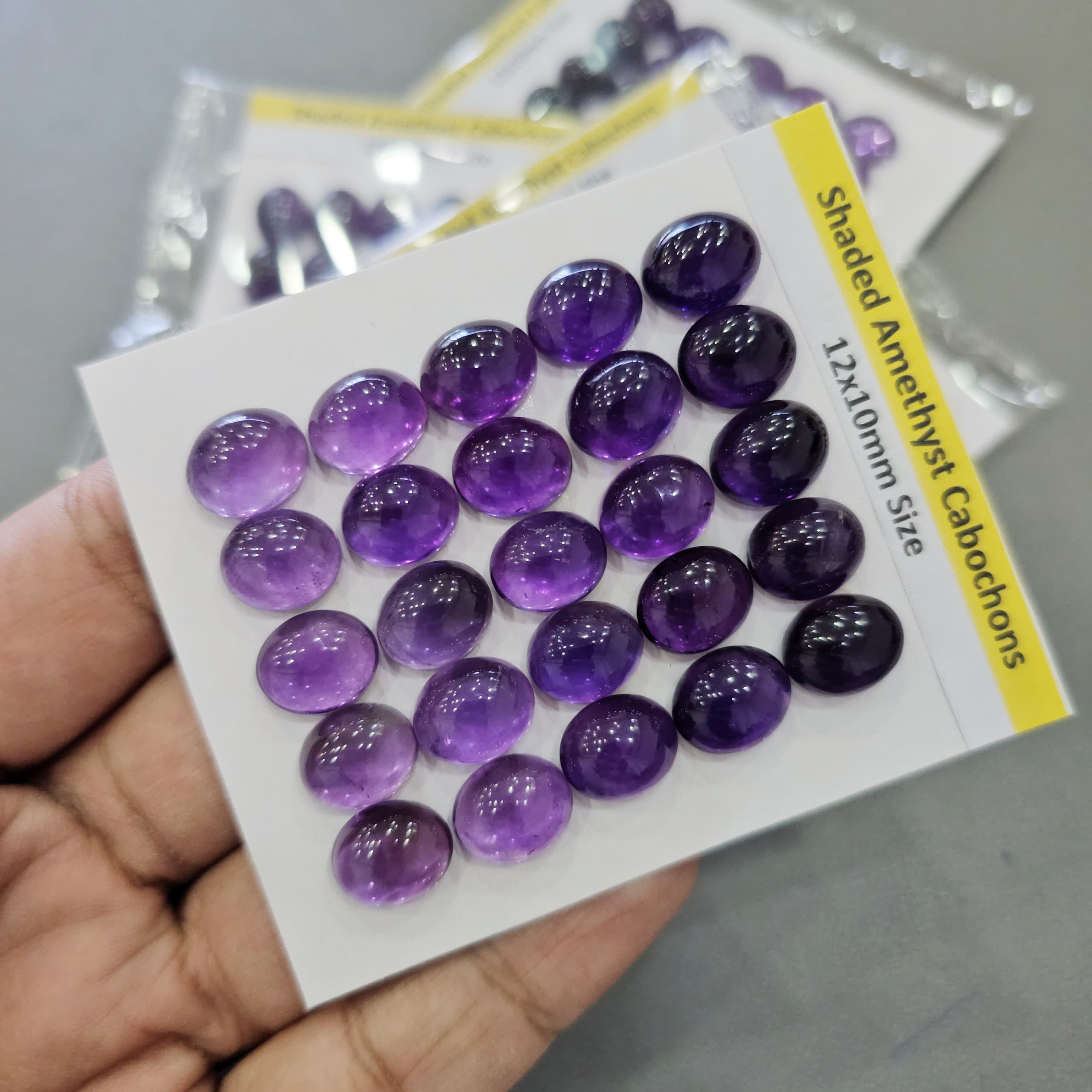 1 Card of Natural Shaded Amethyst Cabochons | 12x10mm | Oval Shapes - The LabradoriteKing