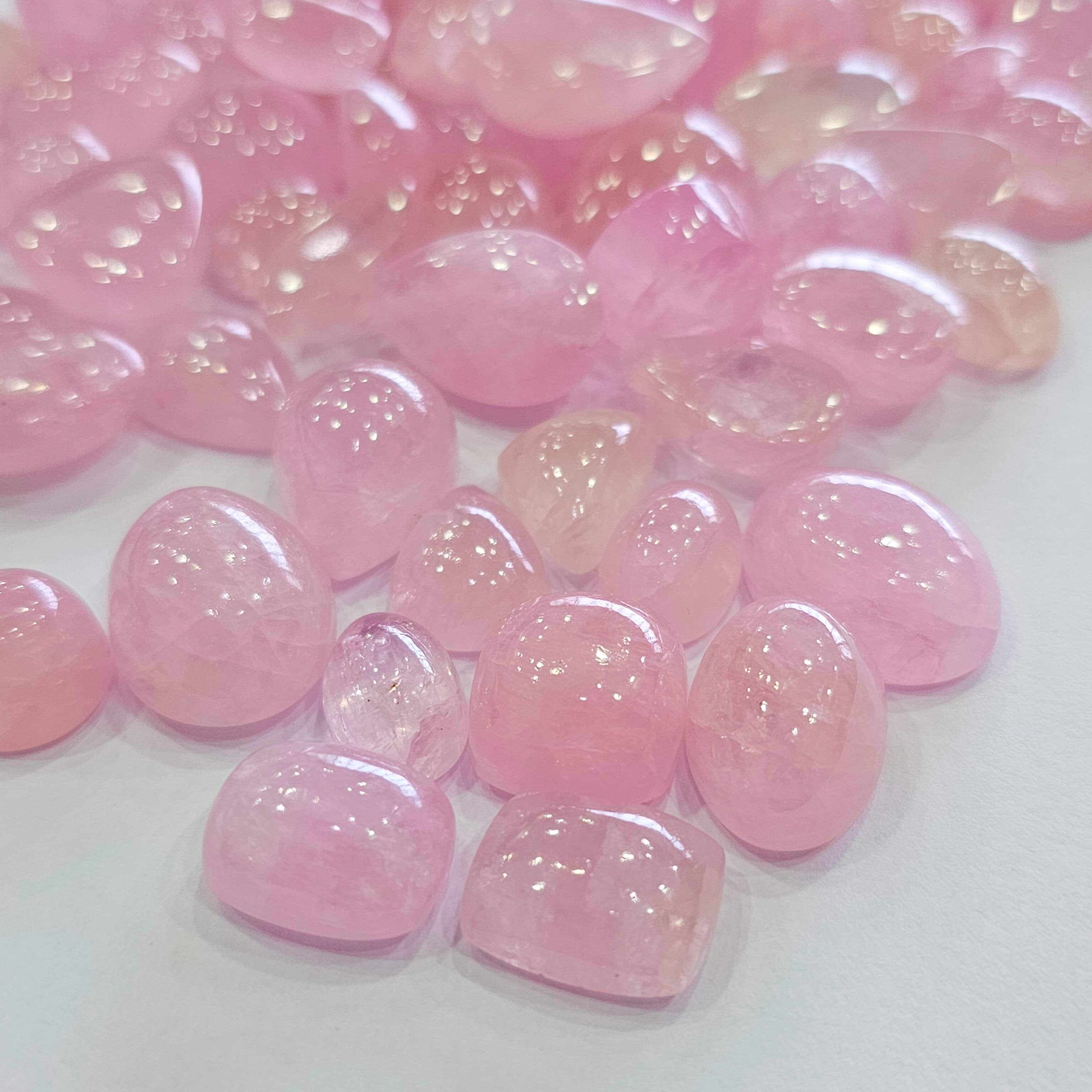 10 Pcs of Natural pink Morganite Cabochons | 10–28mm | Soft Pink Gemstone