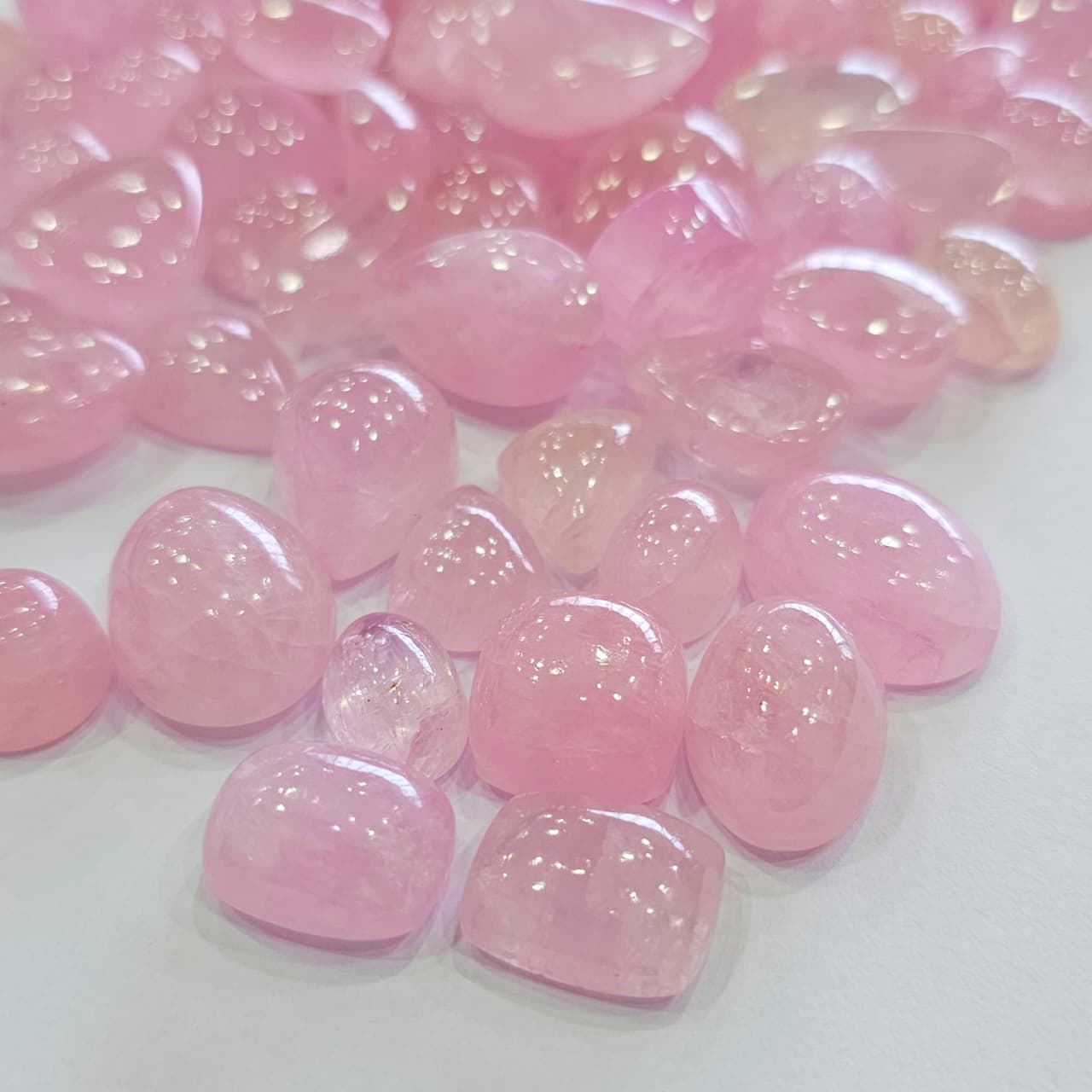 10 Pcs of Natural pink Morganite Cabochons | 10–28mm | Soft Pink Gemstone