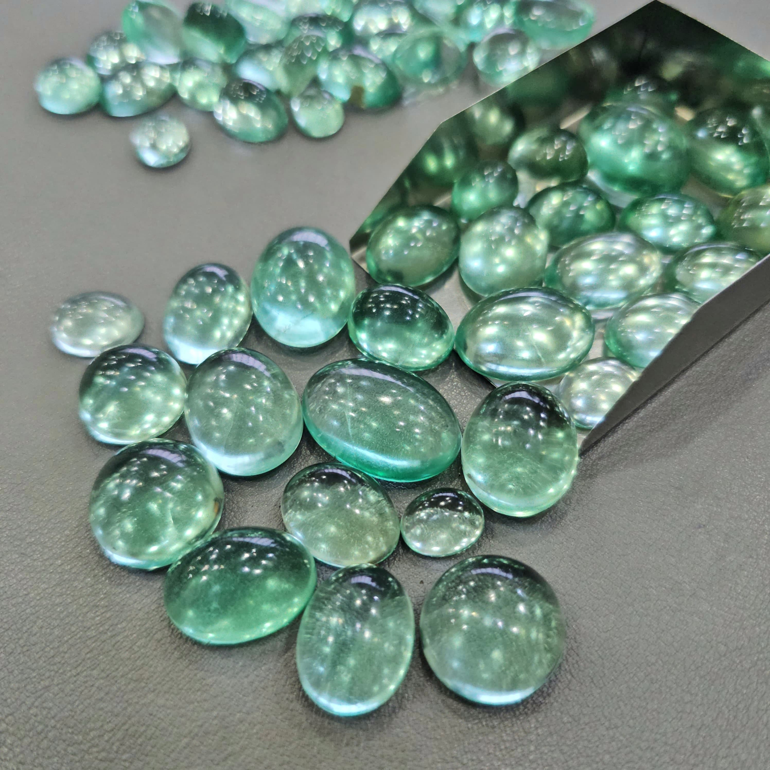 200cts Mint Fluorite from Russia Cabochons | 12–15 Pcs | 10–20mm