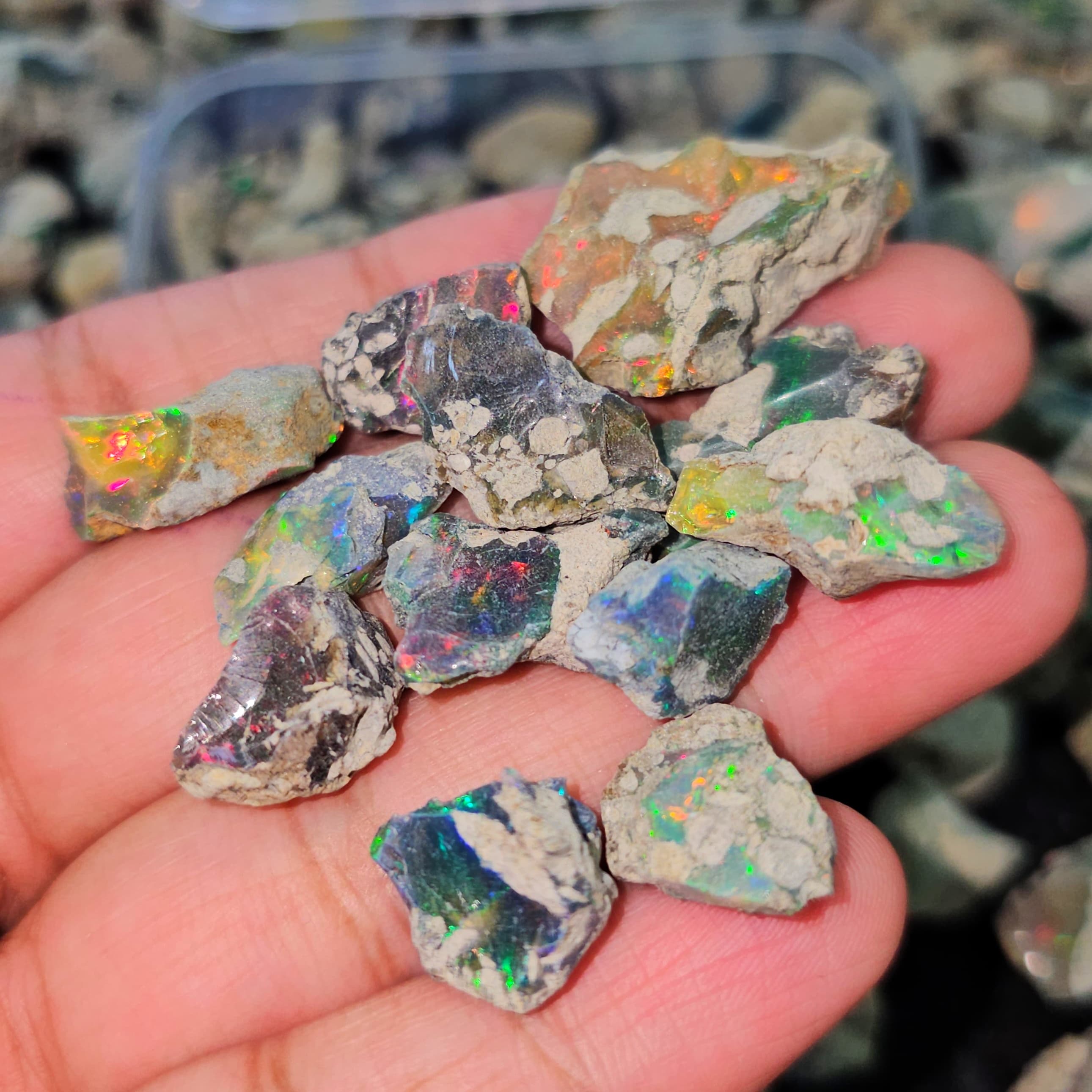 200 Carats Black Opal Rough Lot | 10–25mm | Precious Fire Play Rough Stones - The LabradoriteKing
