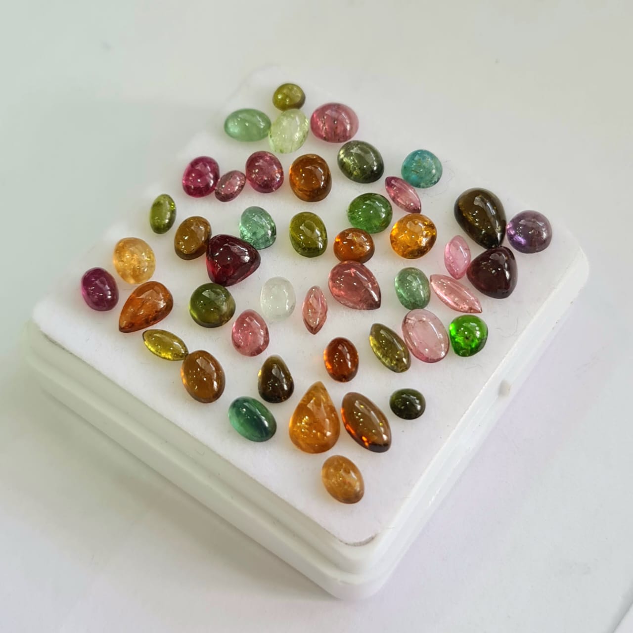 45 Pcs Natural Multi Tourmaline Cabochon | Mix | Size: 3-8mm - The LabradoriteKing