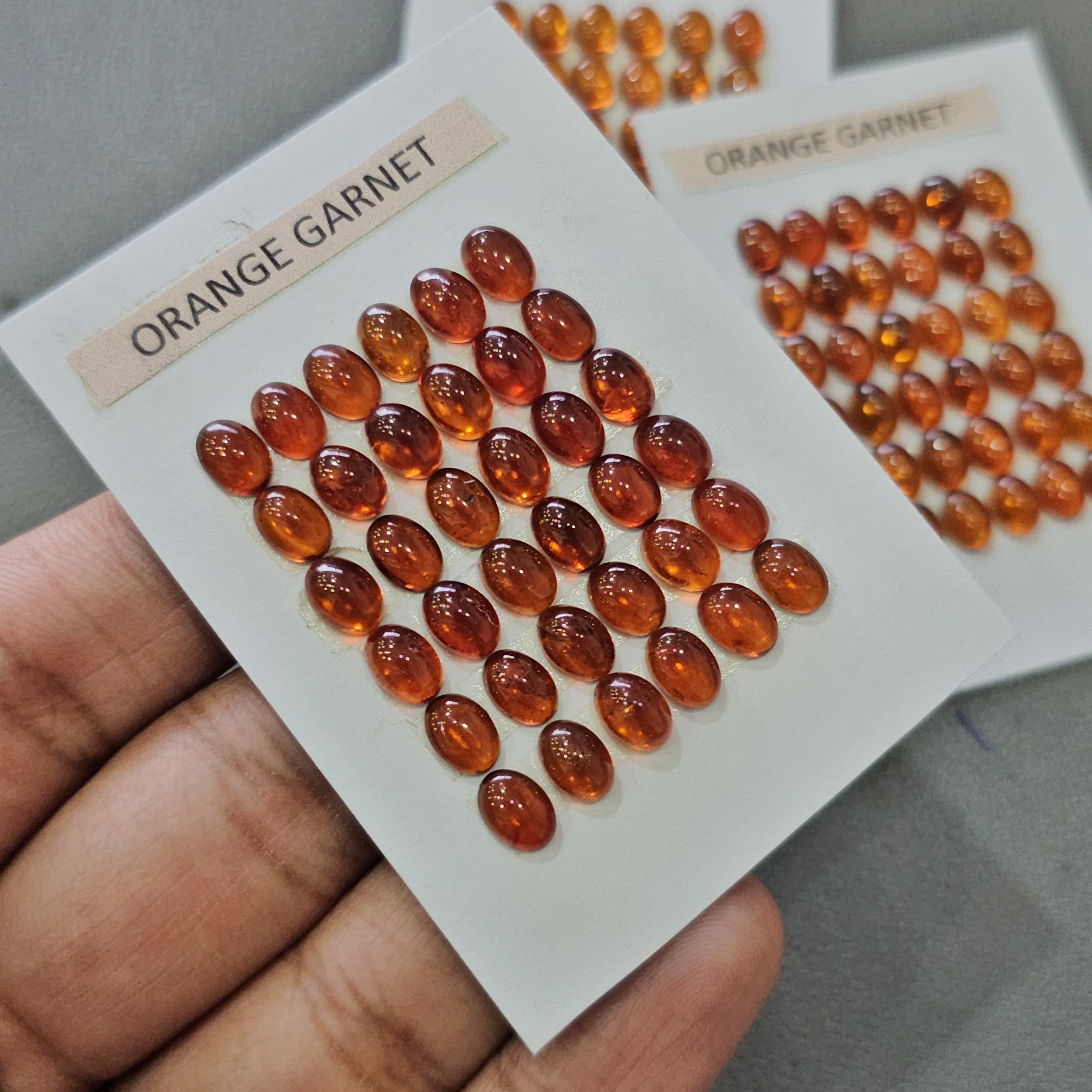 1 Card Natural Orange Garnet Cabochons | 7x5mm | Oval Shape - The LabradoriteKing