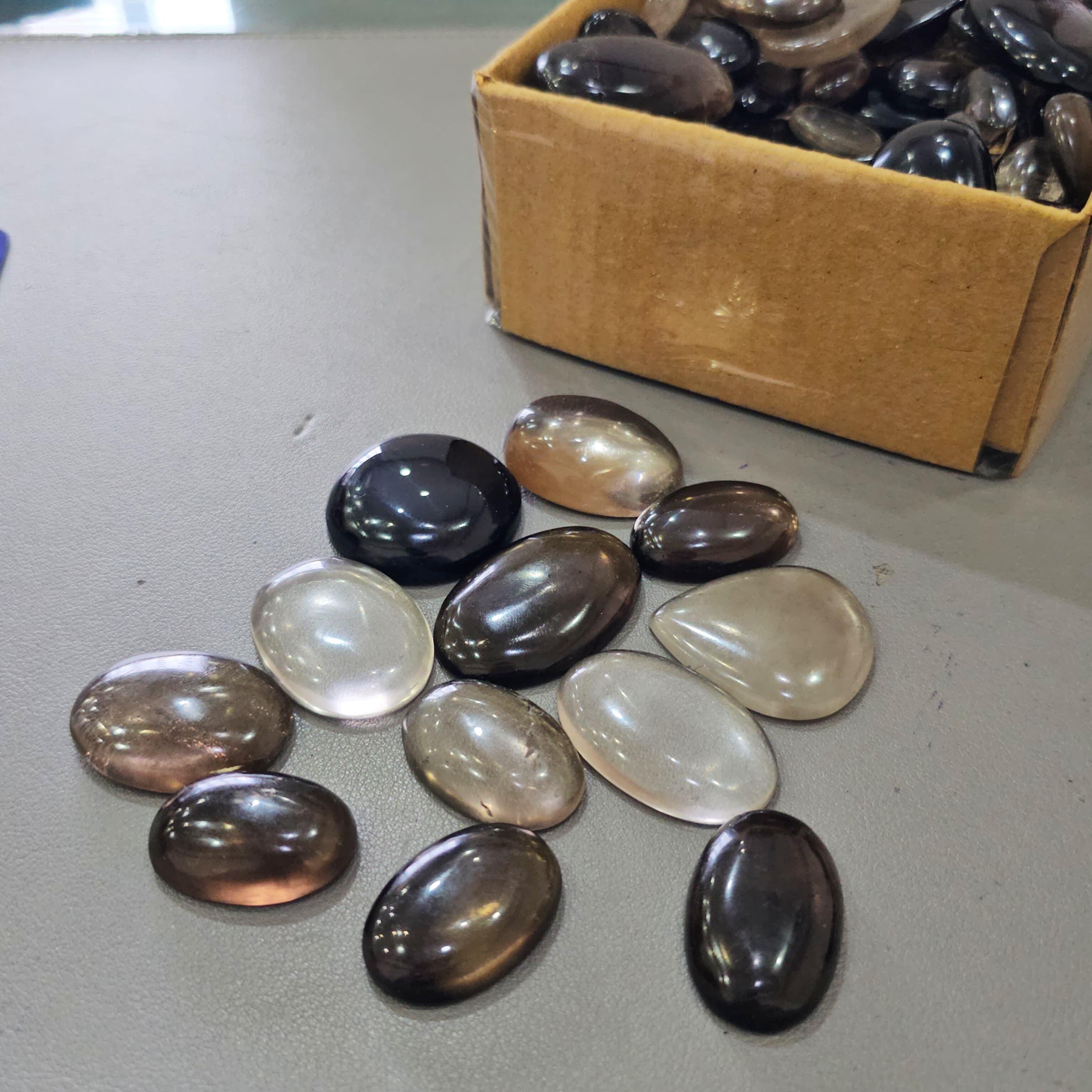 500 Gram of Natural Smoky Quartz Cabochons | 15-50 Pcs | 40-50mm