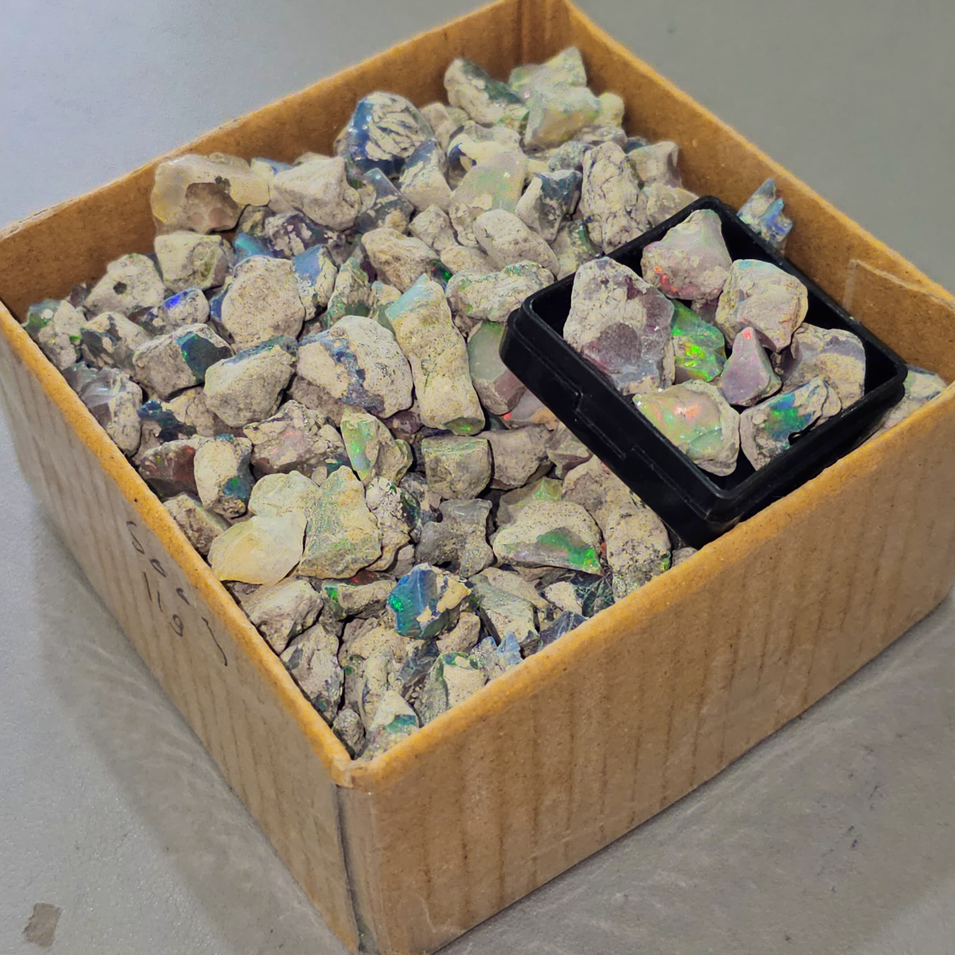 300 Gram Black Smoked Opal Rough Lot | 10–20mm | 300Pcs(Approx.) | Ethiopian