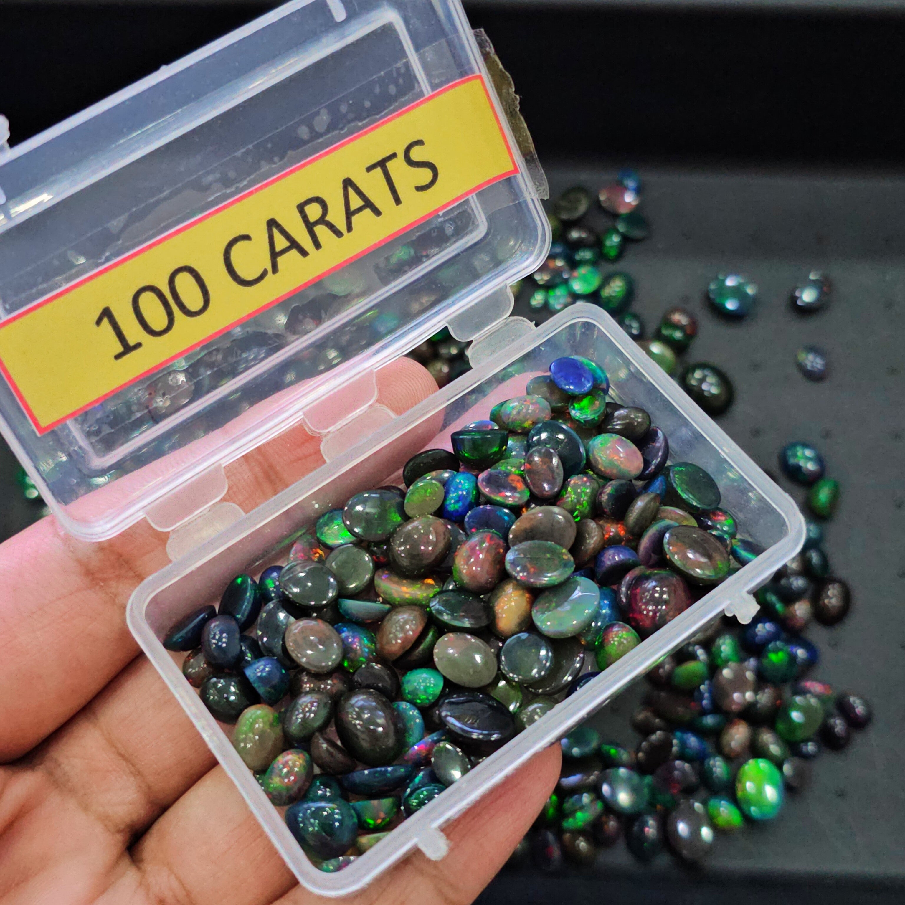 Week 1: 50Cts of Natural Black Opal Cabochons | 5–9mm | 50–60 Pcs | M - The LabradoriteKing