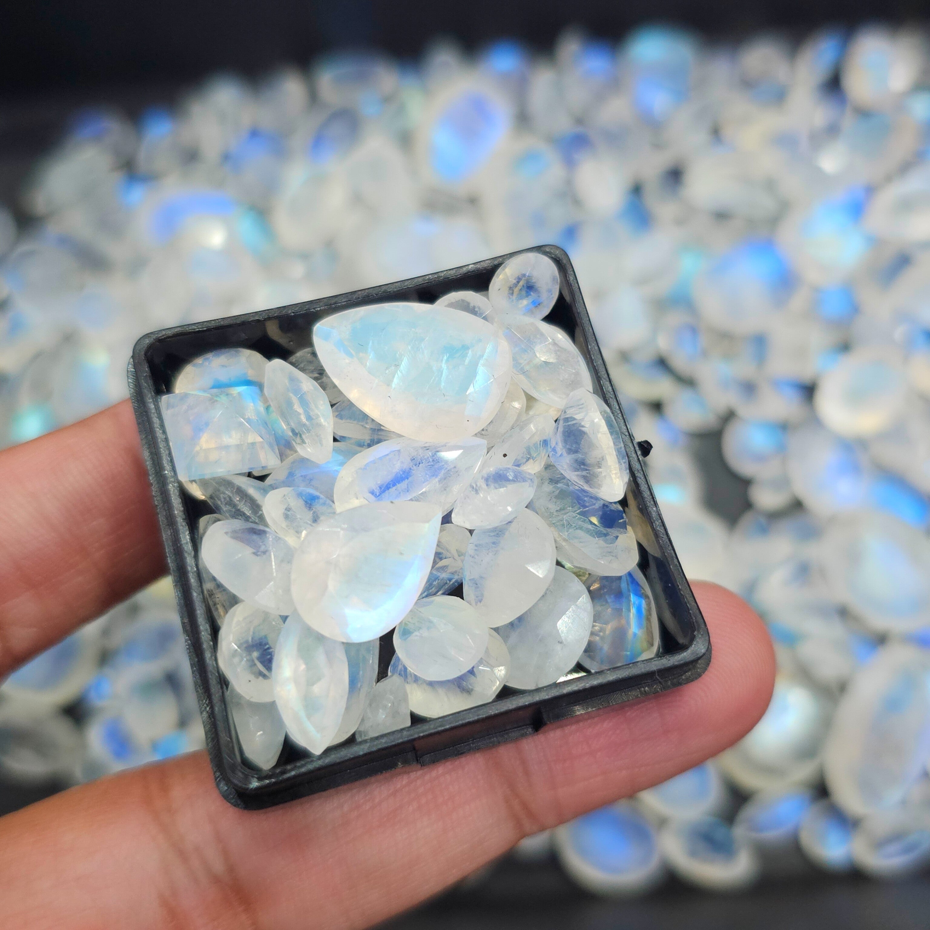 Week1: 100Cts Natural Rainbow Moonstone Faceted Gemstones | 6–12mm | 25–30 Pcs | AAA Quality