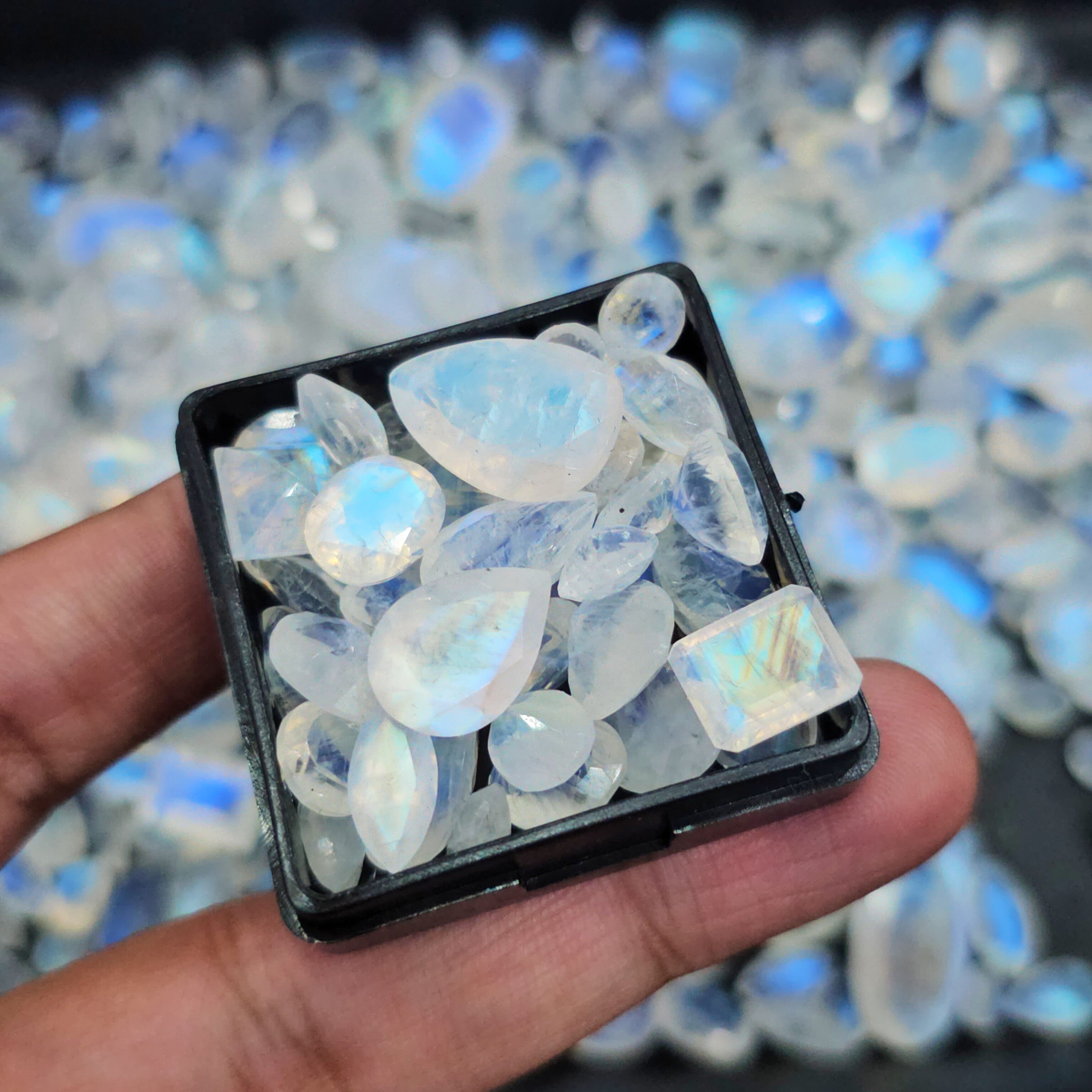 Week1: 100Cts Natural Rainbow Moonstone Faceted Gemstones | 6–12mm | 25–30 Pcs | AAA Quality