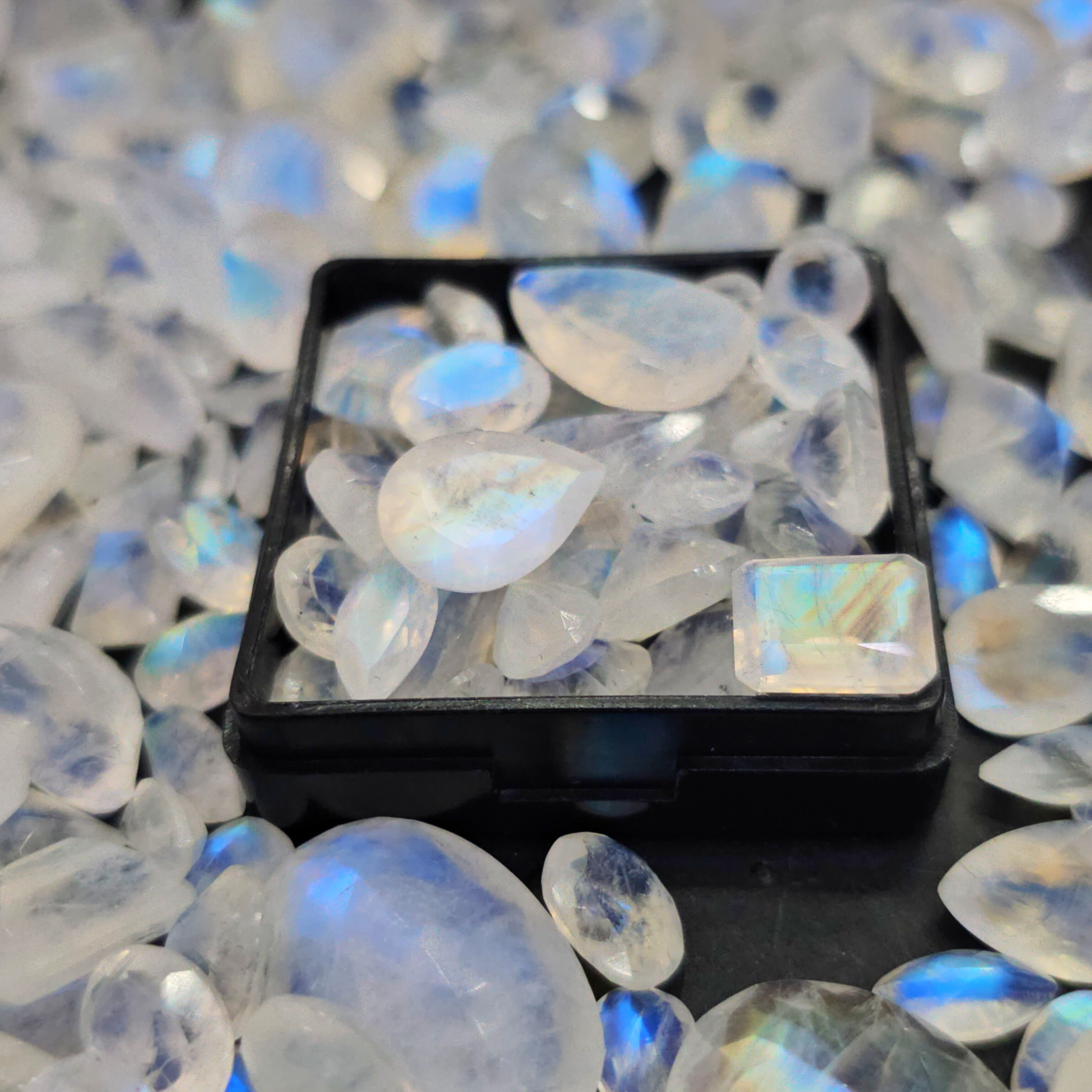 Week1: 100Cts Natural Rainbow Moonstone Faceted Gemstones | 6–12mm | 25–30 Pcs | AAA Quality