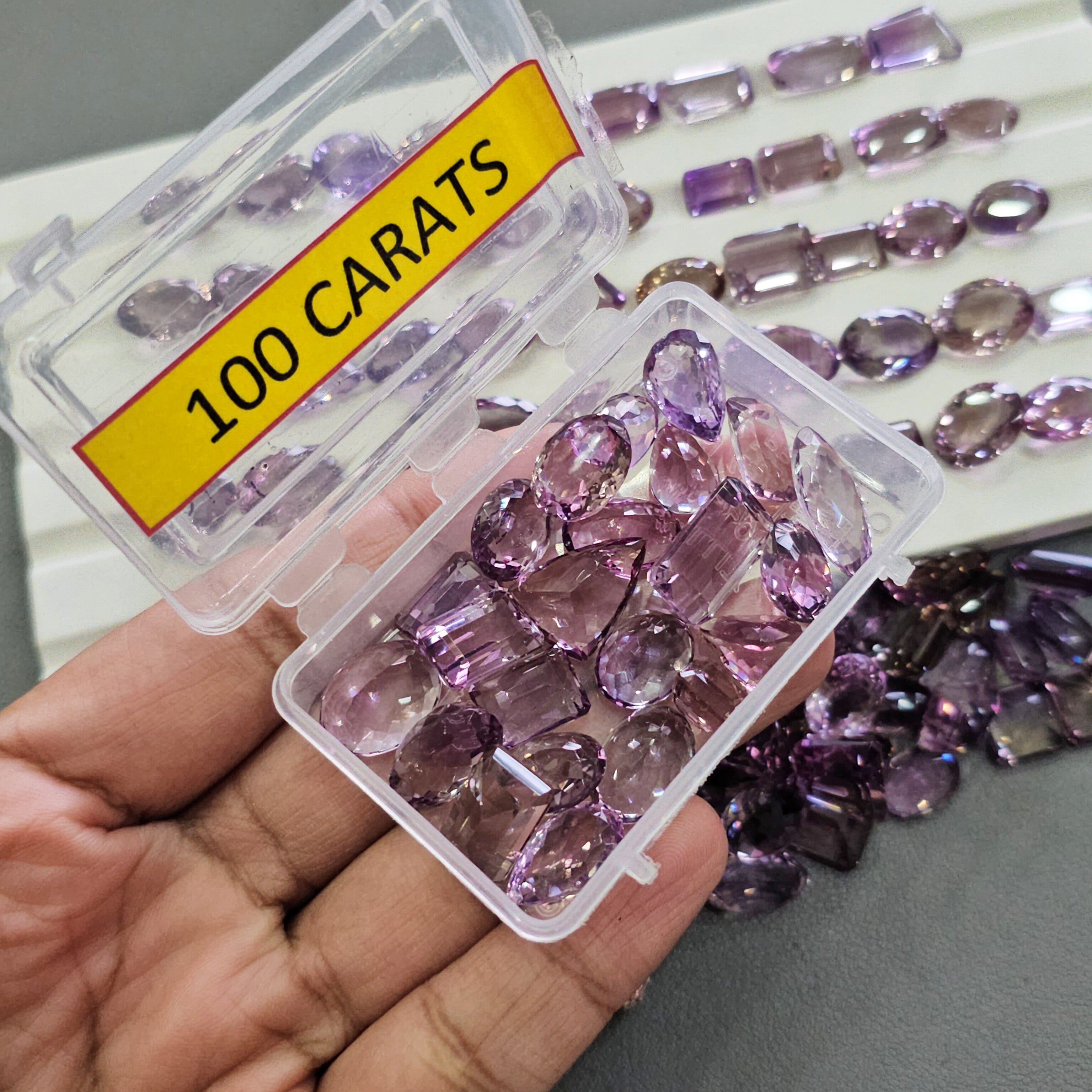 100 Cts Natural Ametrine Faceted Stones | 10–18mm | Approx. 12 Pcs | Bi colours