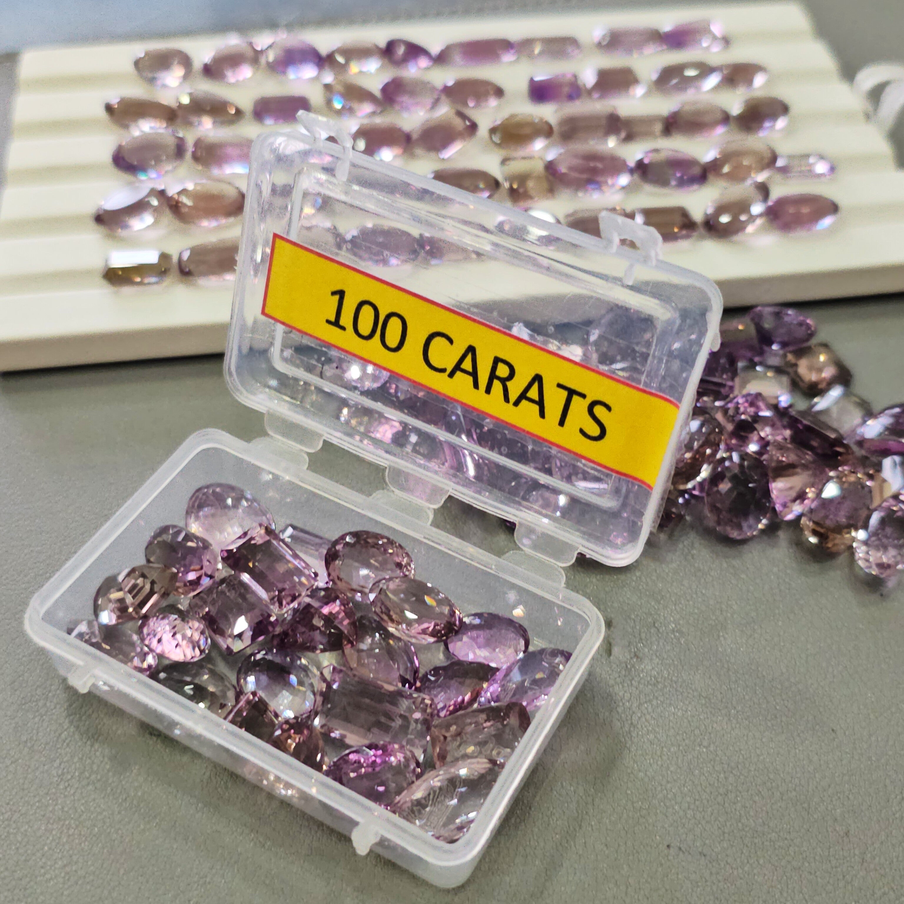 100 Cts Natural Ametrine Faceted Stones | 10–18mm | Approx. 12 Pcs | Bi colours