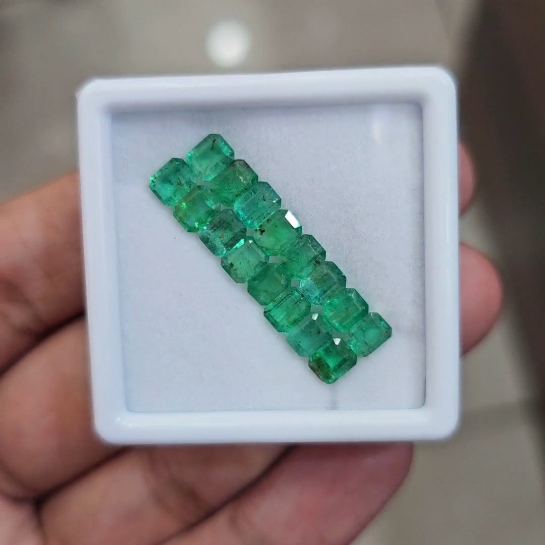 16pcs Of Natural Emerald Faceted | 5x4mm| Rectangle - The LabradoriteKing