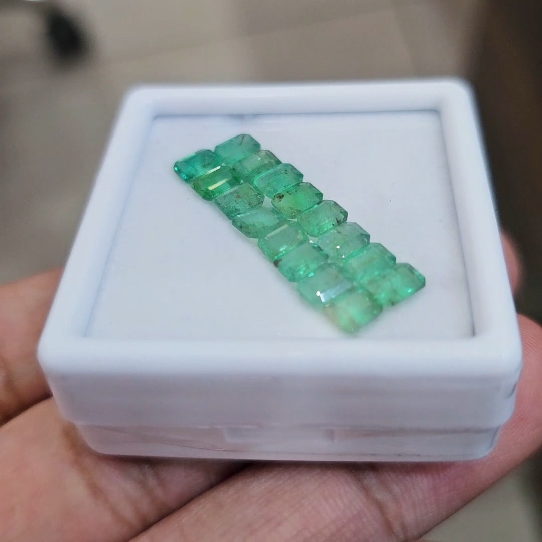 16pcs Of Natural Emerald Faceted | 5x4mm| Rectangle - The LabradoriteKing