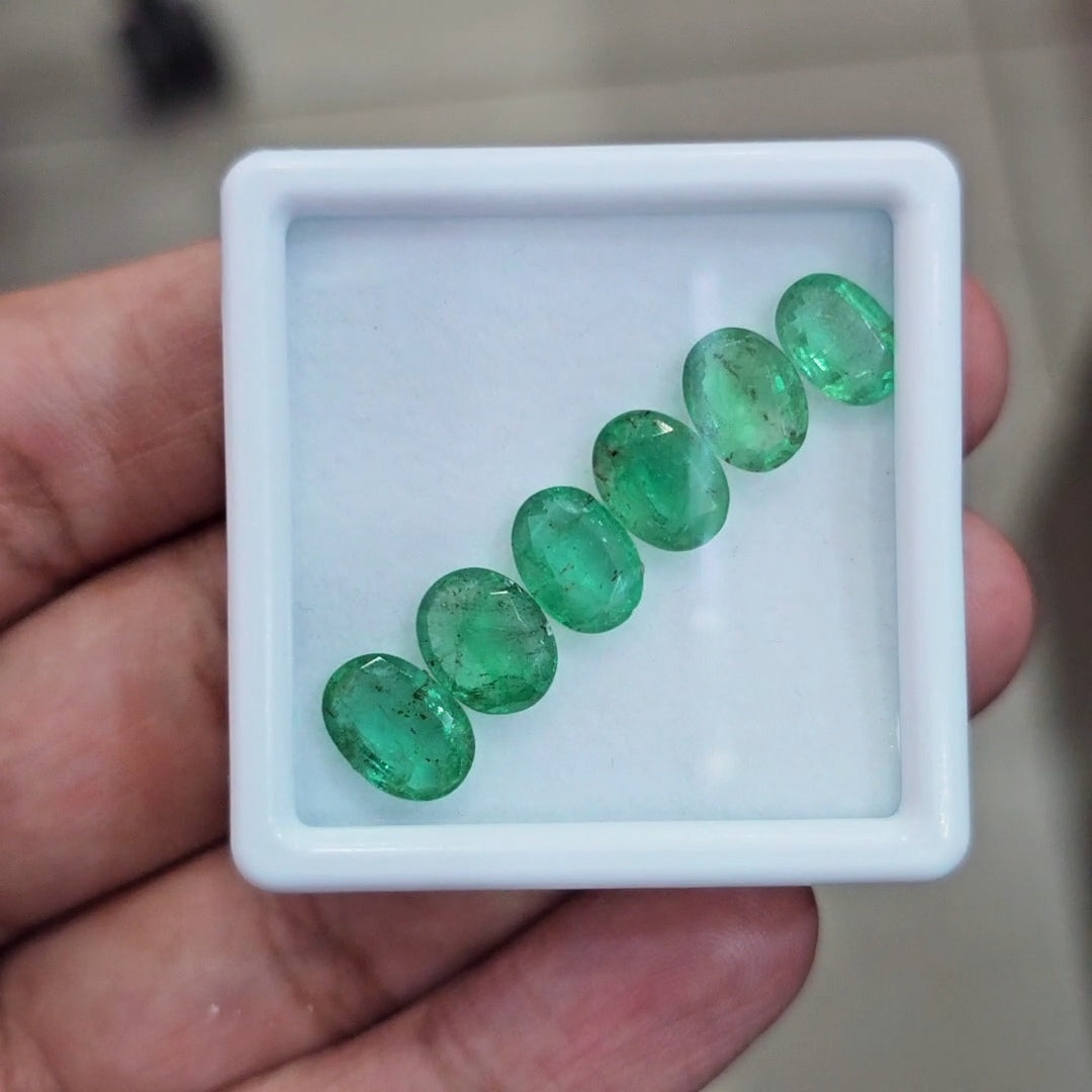 6pcs Of Natural Emerald Faceted | 9x6mm| Oval - The LabradoriteKing