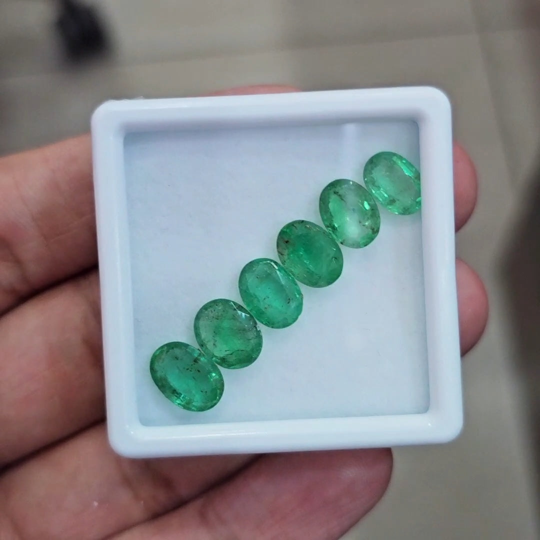 6pcs Of Natural Emerald Faceted | 9x6mm| Oval - The LabradoriteKing