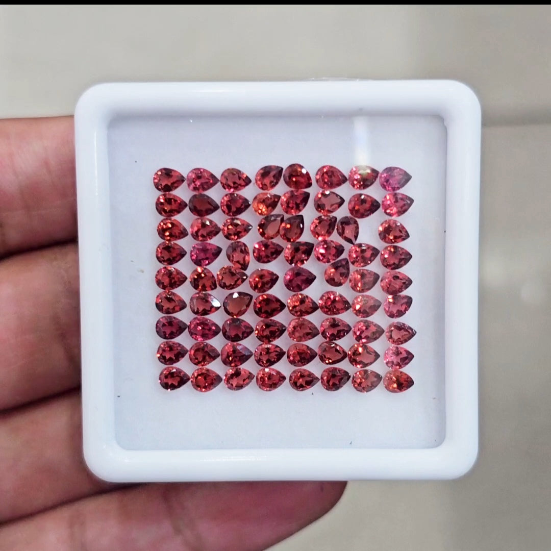 72pcs Natural Mozambique Cherry Garnet Faceted | Pear | Size: 4x3mm - The LabradoriteKing