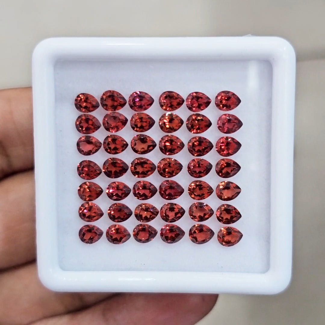 42pcs Natural Mozambique Cherry Garnet Faceted | Pear | Size: 5x4mm - The LabradoriteKing