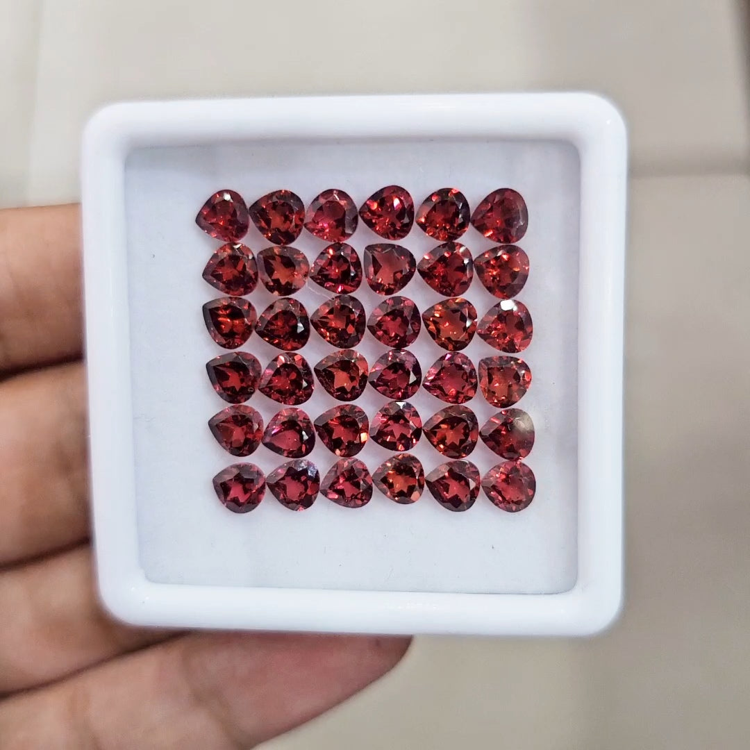 36pcs Natural Mozambique Cherry Garnet Faceted | Teardrop | Size: 5mm - The LabradoriteKing