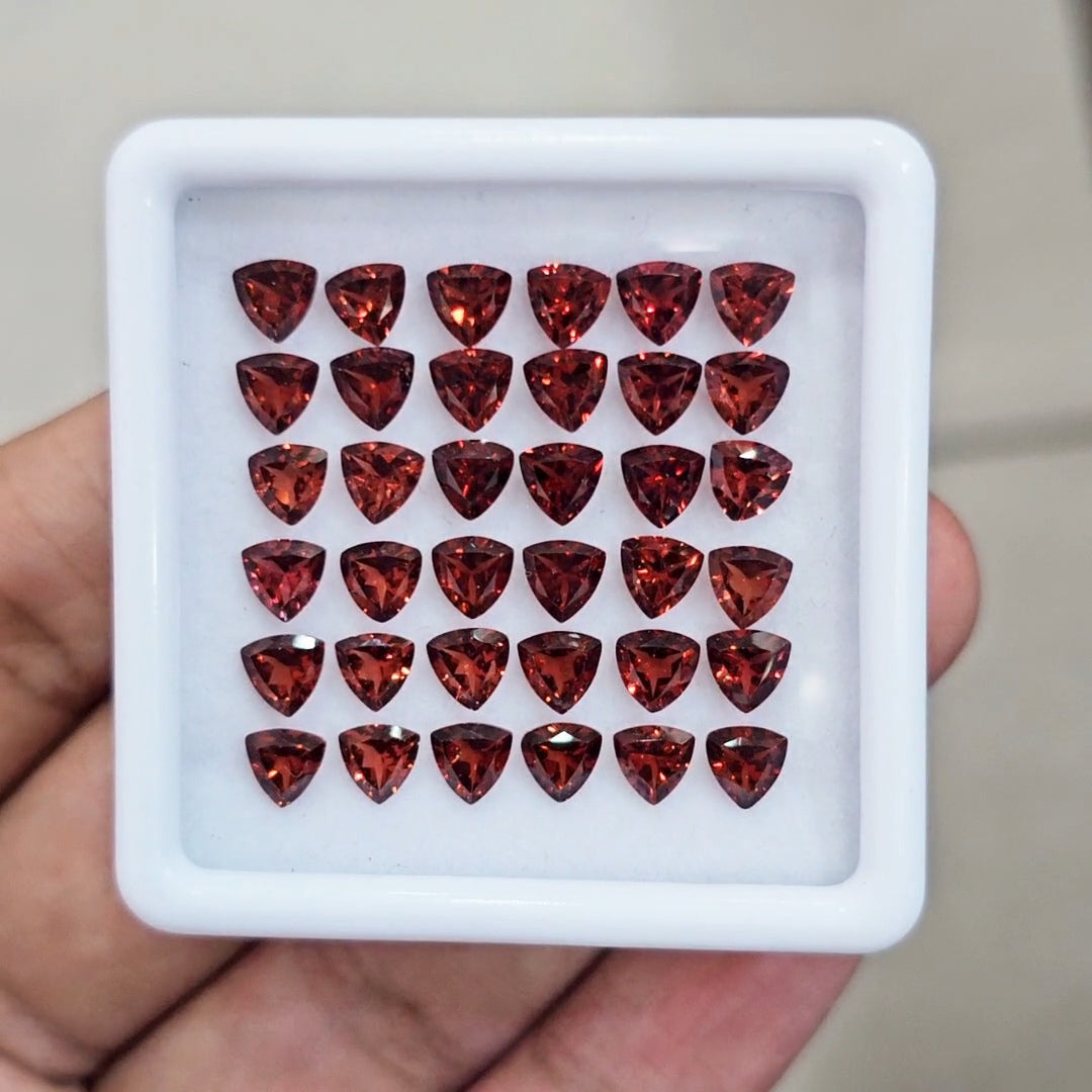 36pcs Natural Mozambique Cherry Garnet Faceted | Trillion | Size: 5mm - The LabradoriteKing