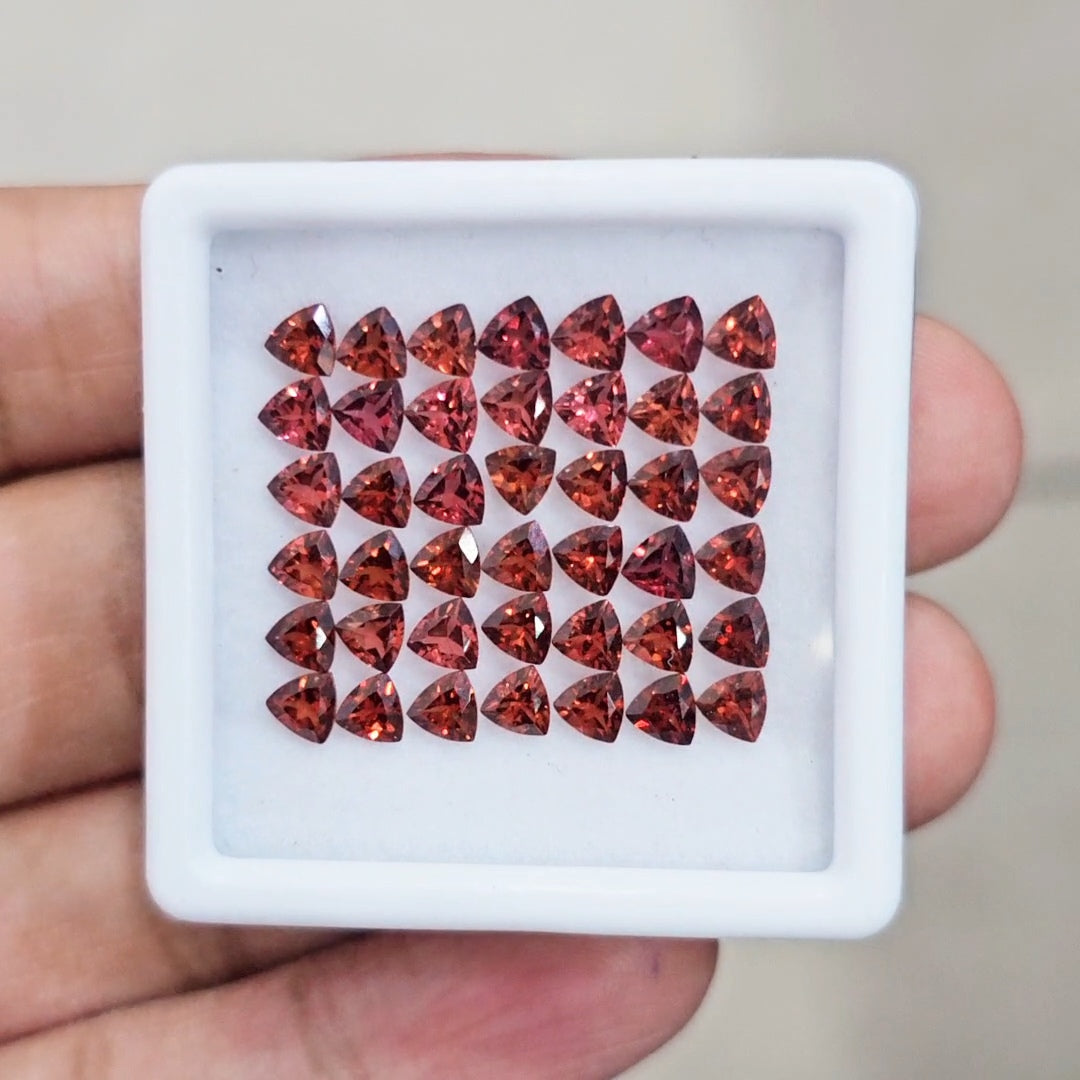 42pcs Natural Mozambique Cherry Garnet Faceted | Trillion | Size: 4mm - The LabradoriteKing