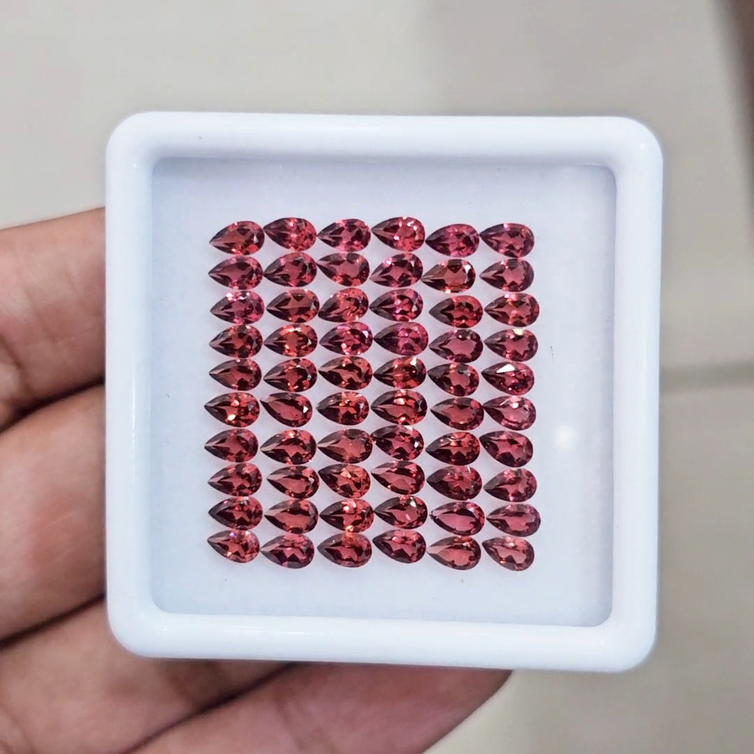 60pcs Natural Mozambique Cherry Garnet Faceted | Pear | Size: 5x3mm - The LabradoriteKing