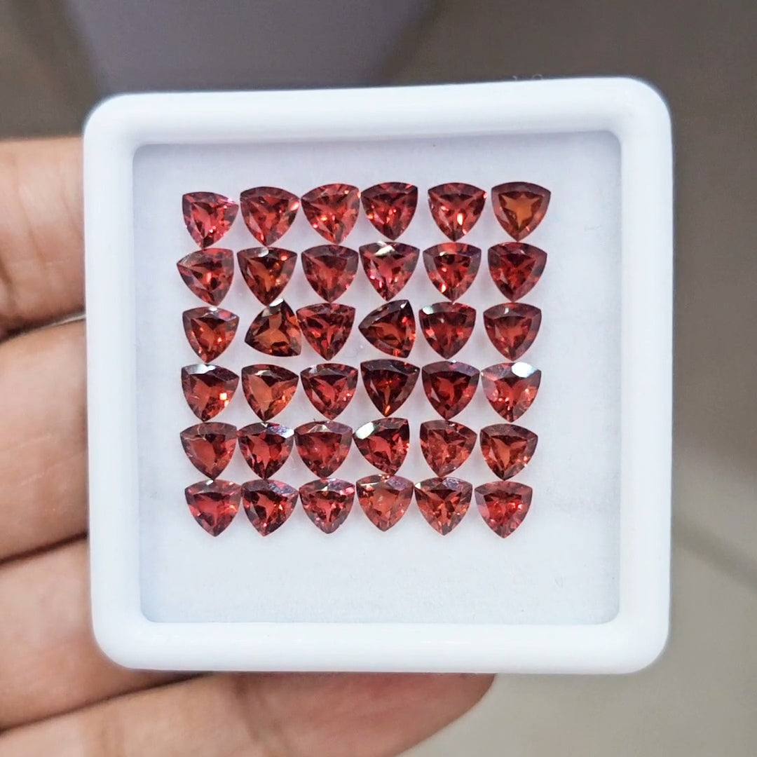 36pcs Natural Mozambique Cherry Garnet Faceted | Trillion | Size: 5mm - The LabradoriteKing
