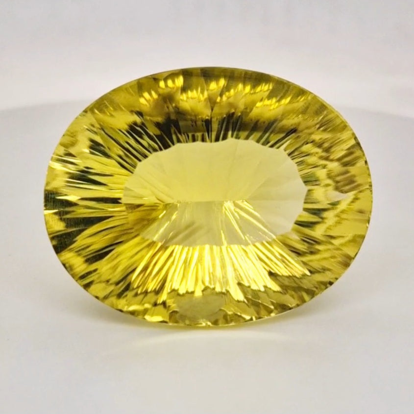 Natural Lemon Quartz Concave Cut | Shape: Oval | 35x24mm - The LabradoriteKing
