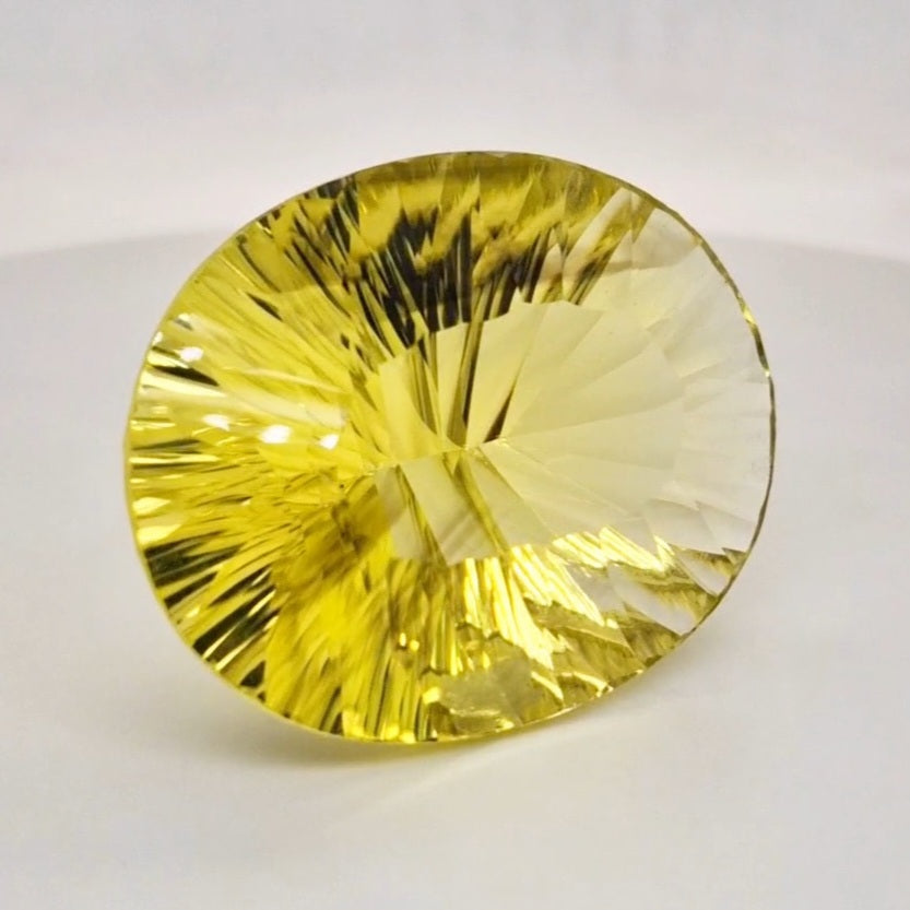 Natural Lemon Quartz Concave Cut | Shape: Oval | 35x24mm - The LabradoriteKing