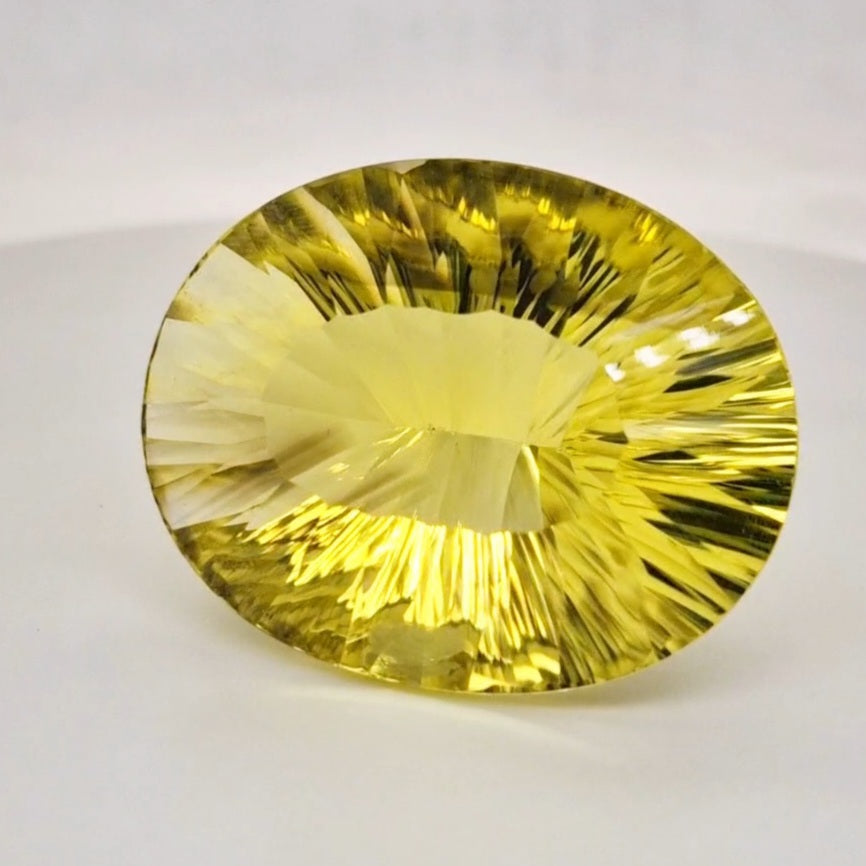 Natural Lemon Quartz Concave Cut | Shape: Oval | 35x24mm - The LabradoriteKing
