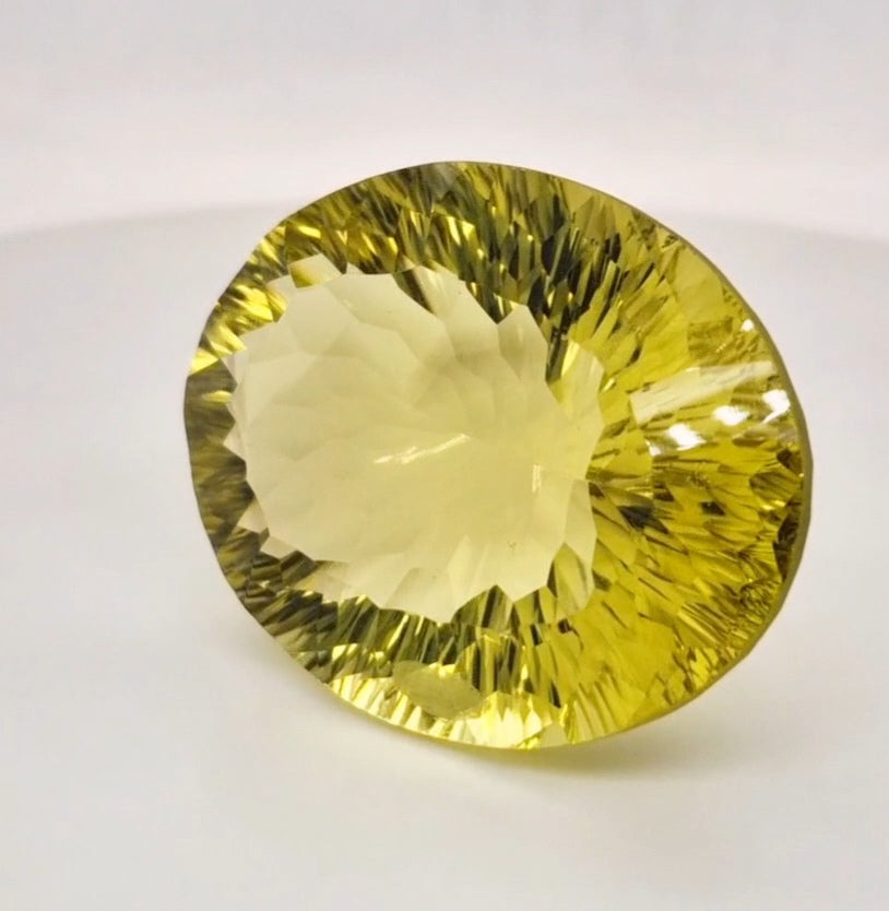 Natural Lemon Quartz Concave Cut | Shape: Oval | 36x28mm - The LabradoriteKing