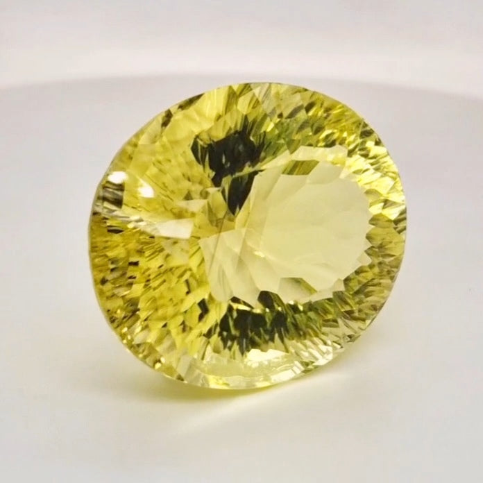Natural Lemon Quartz Concave Cut | Shape: Oval | 31x25mm - The LabradoriteKing