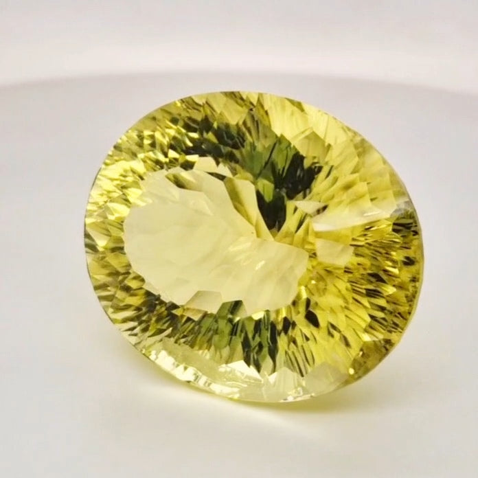 Natural Lemon Quartz Concave Cut | Shape: Oval | 31x25mm - The LabradoriteKing