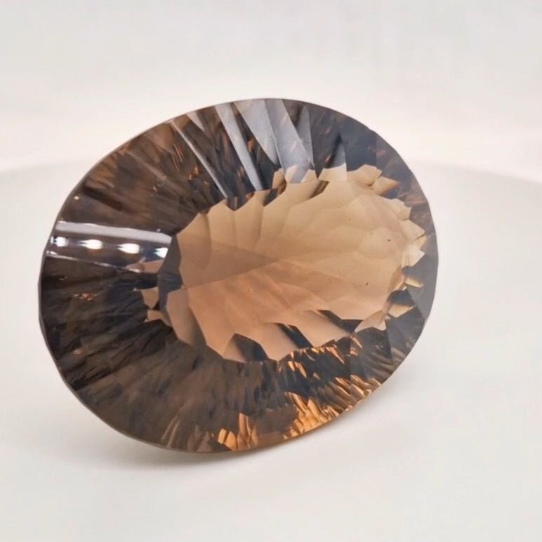 Natural Smoky Quartz Concave Cut | Shape: Oval | 43x31mm - The LabradoriteKing