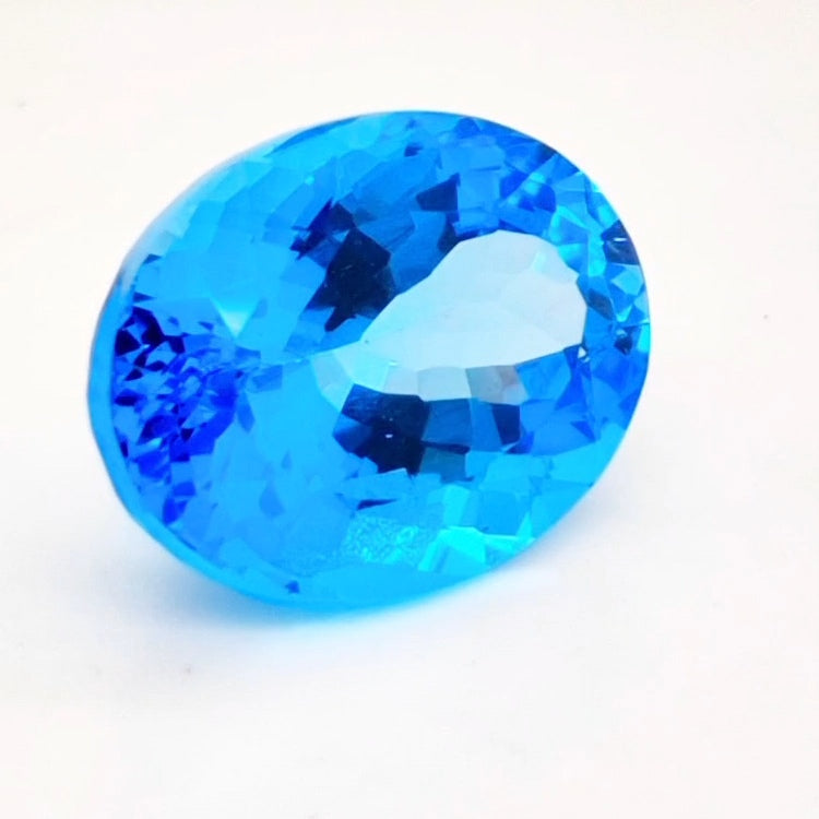 Natural Swiss Blue Topaz Faceted | Oval | 18x13mm - The LabradoriteKing