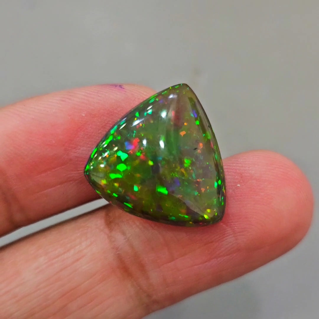 Ethiopian Black Smoked Opal Cabochon | Trillion | Size: 19mm - The LabradoriteKing