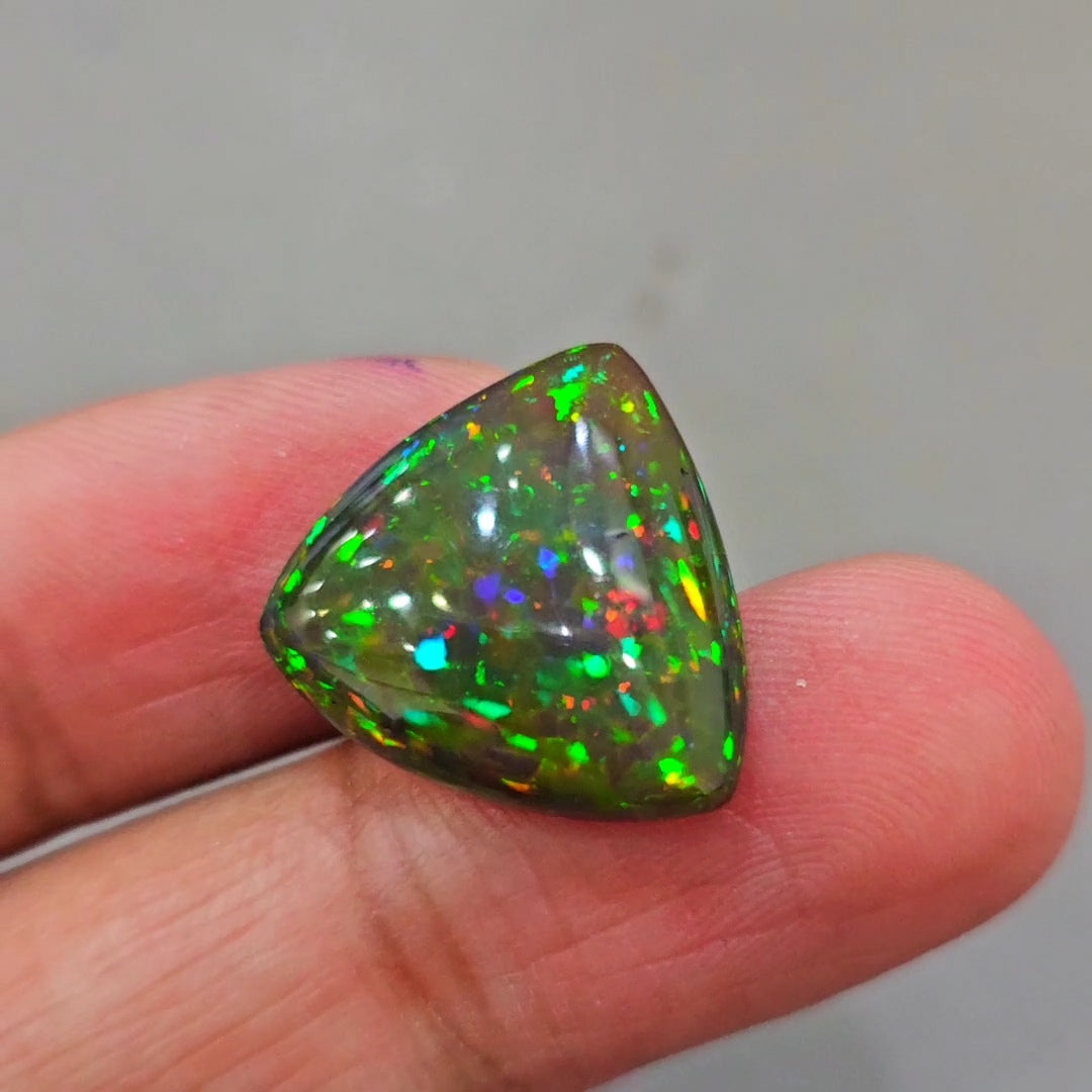 Ethiopian Black Smoked Opal Cabochon | Trillion | Size: 19mm - The LabradoriteKing