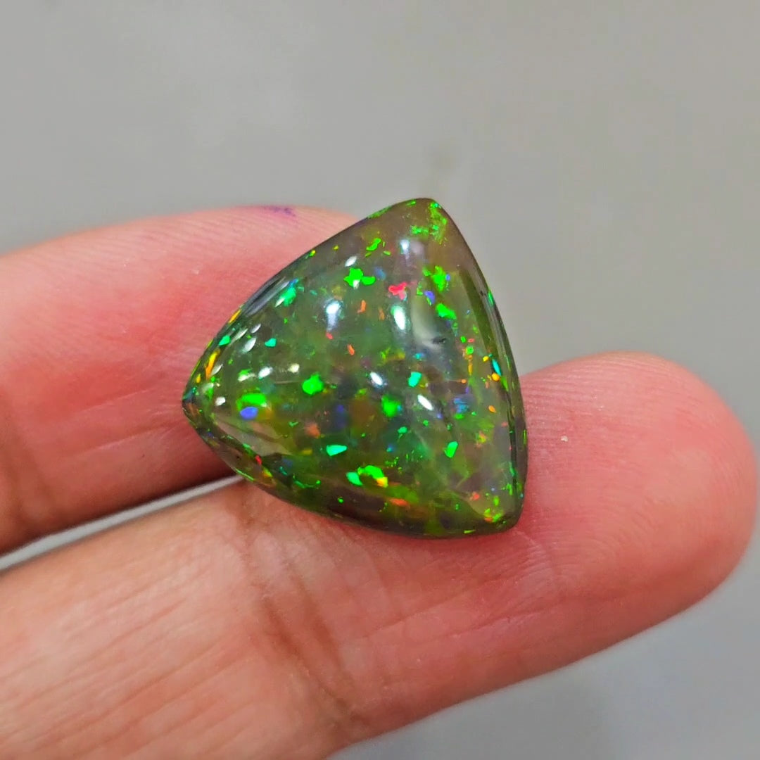 Ethiopian Black Smoked Opal Cabochon | Trillion | Size: 19mm - The LabradoriteKing