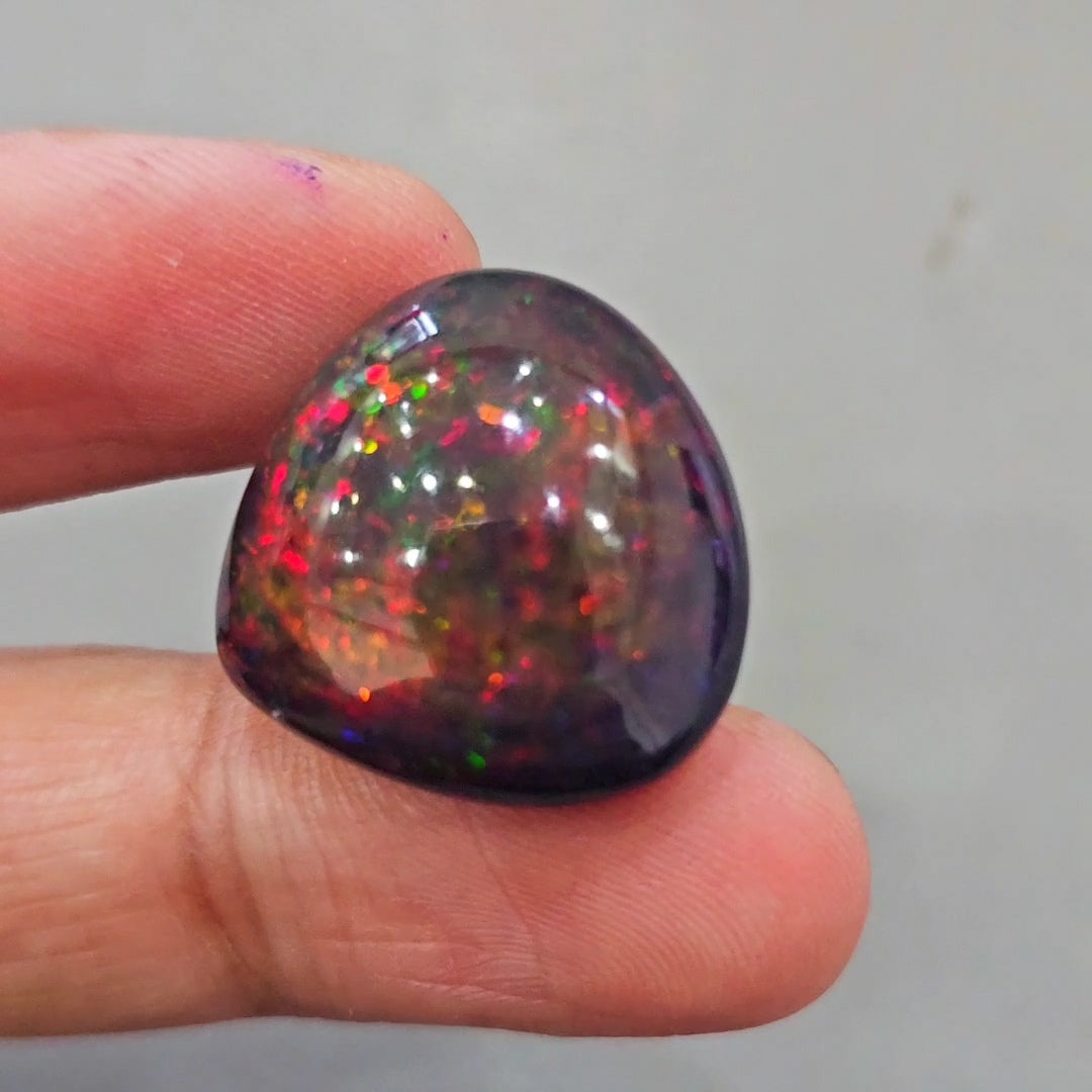 Ethiopian Black Smoked Opal Cabochon | Teardrop | Size: 23x22mm - The LabradoriteKing