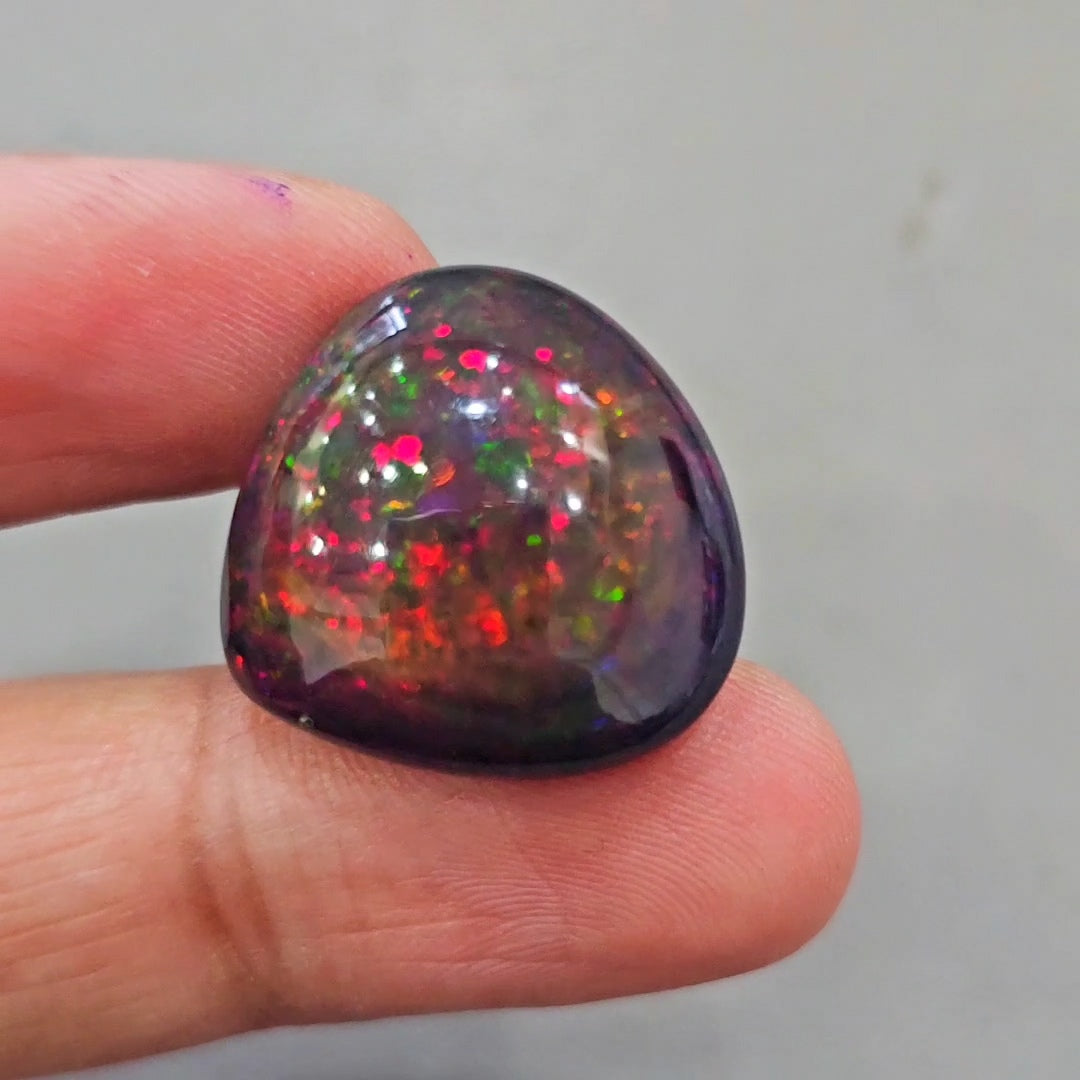 Ethiopian Black Smoked Opal Cabochon | Teardrop | Size: 23x22mm - The LabradoriteKing