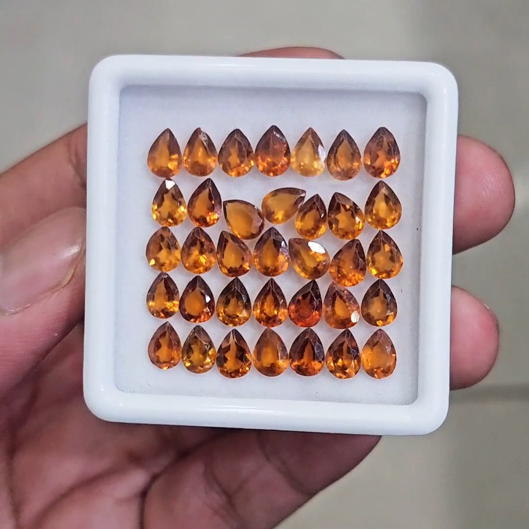 35 Pcs Of Natural Hessonite Garnet Faceted | Pear | Size:7x5mm - The LabradoriteKing