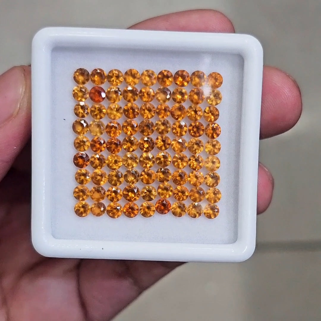 35 Pcs Of Natural Hessonite Garnet Faceted | Round | Size:3mm - The LabradoriteKing