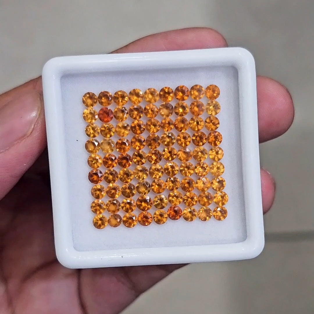 35 Pcs Of Natural Hessonite Garnet Faceted | Round | Size:3mm - The LabradoriteKing